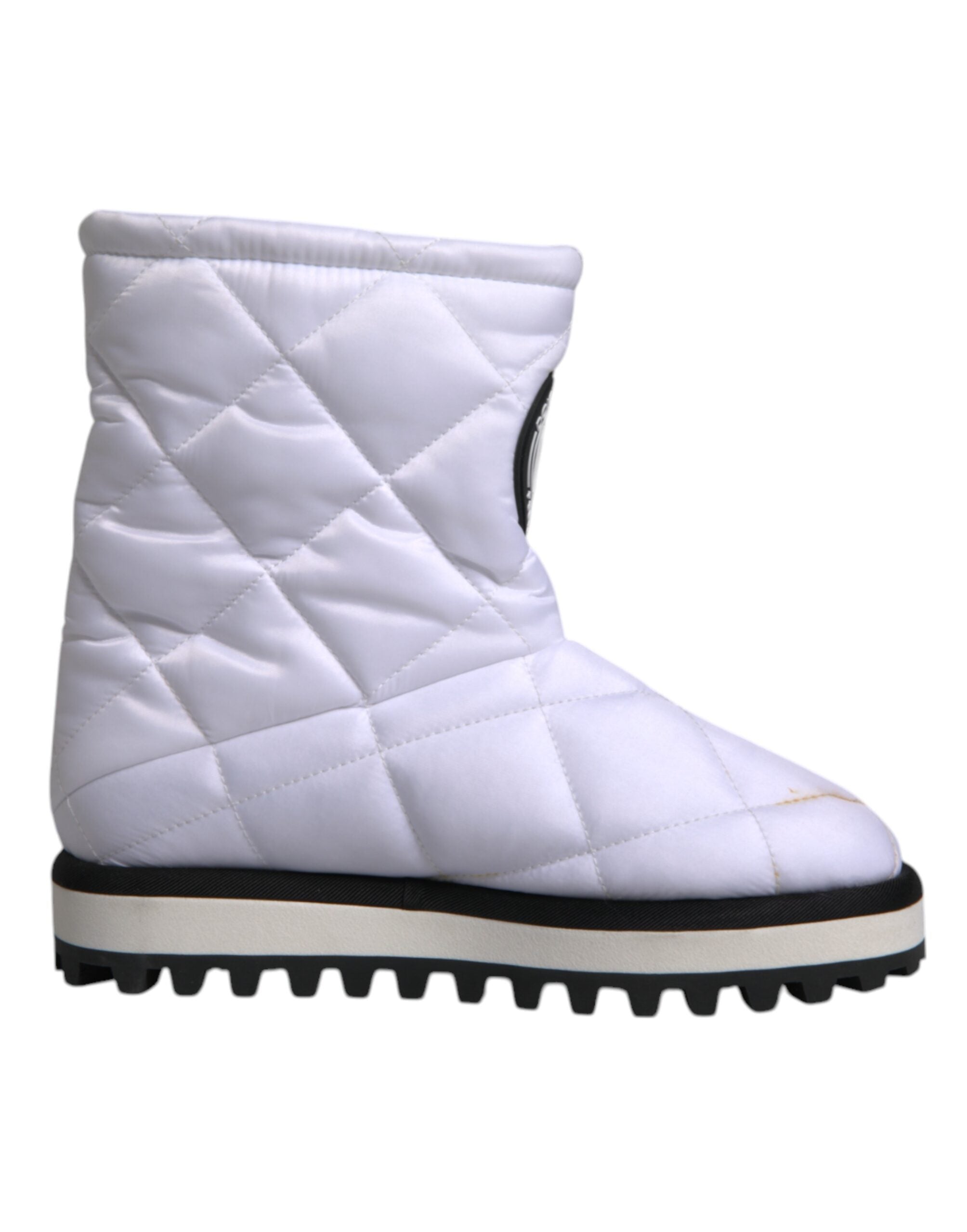Dolce & Gabbana White Viscose Padded Mid Calf Boots Shoes LUNESCAPE