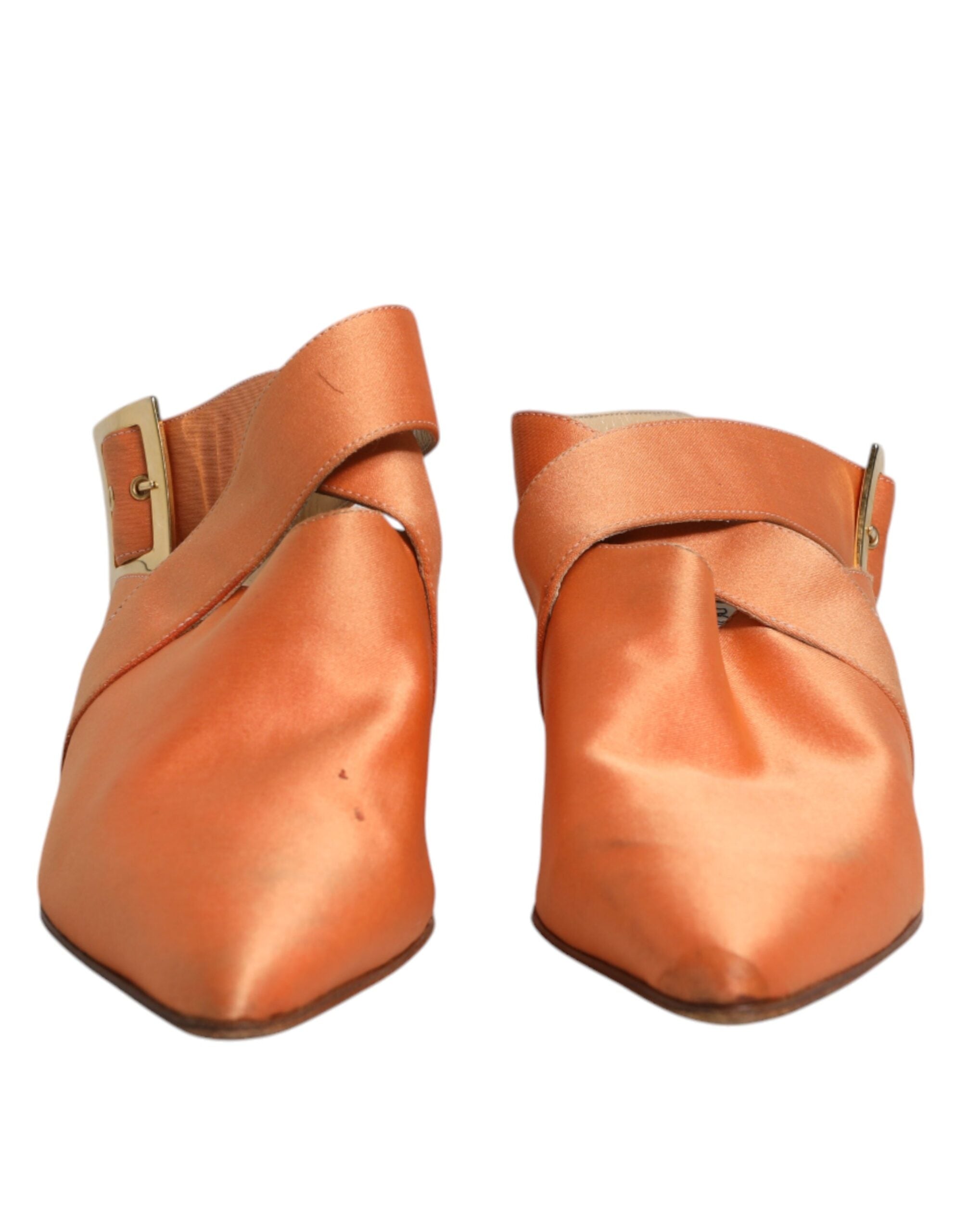 Dolce & Gabbana Orange Kitten Heels Slingback Sandals Shoes LUNESCAPE