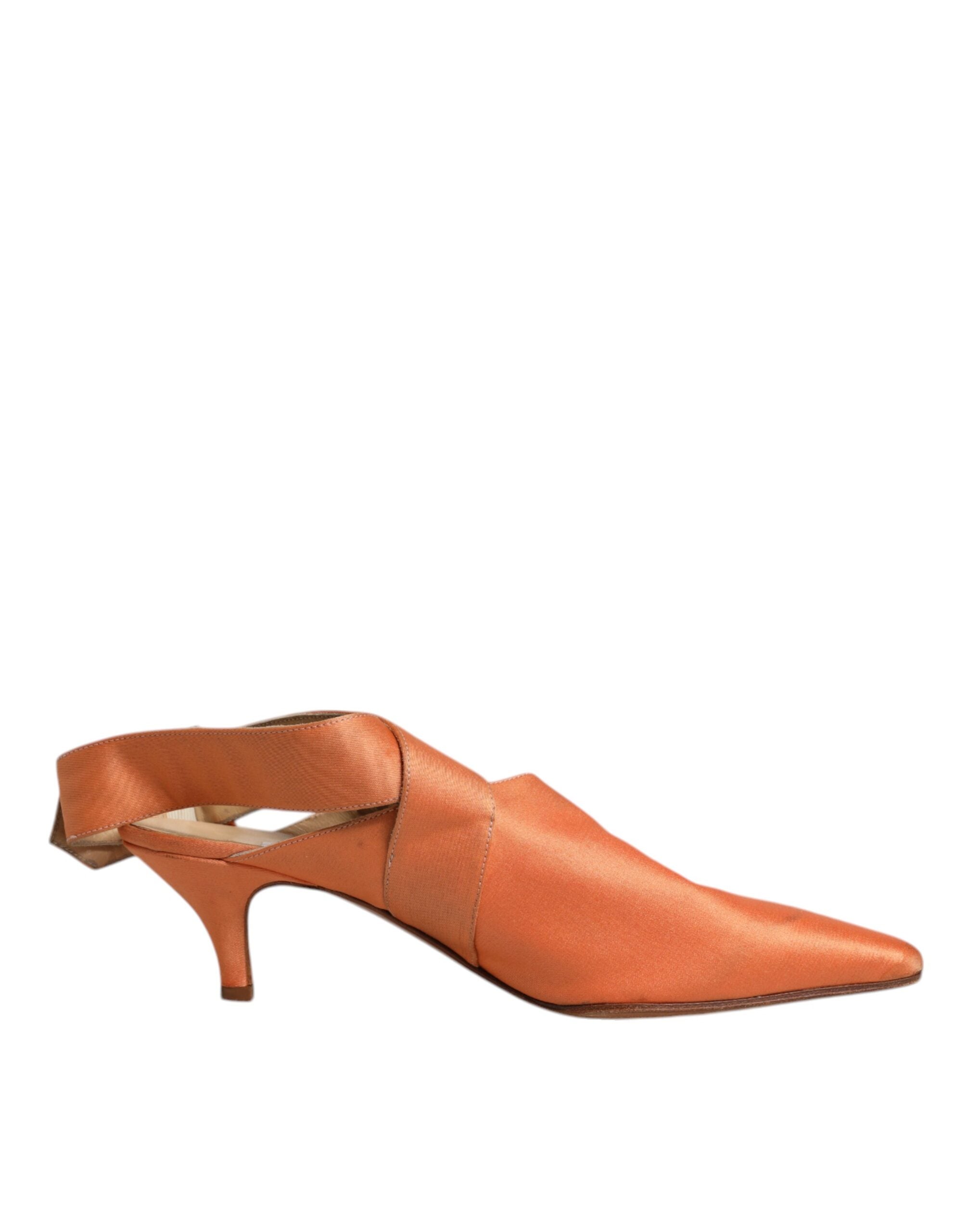 Dolce & Gabbana Orange Kitten Heels Slingback Sandals Shoes LUNESCAPE