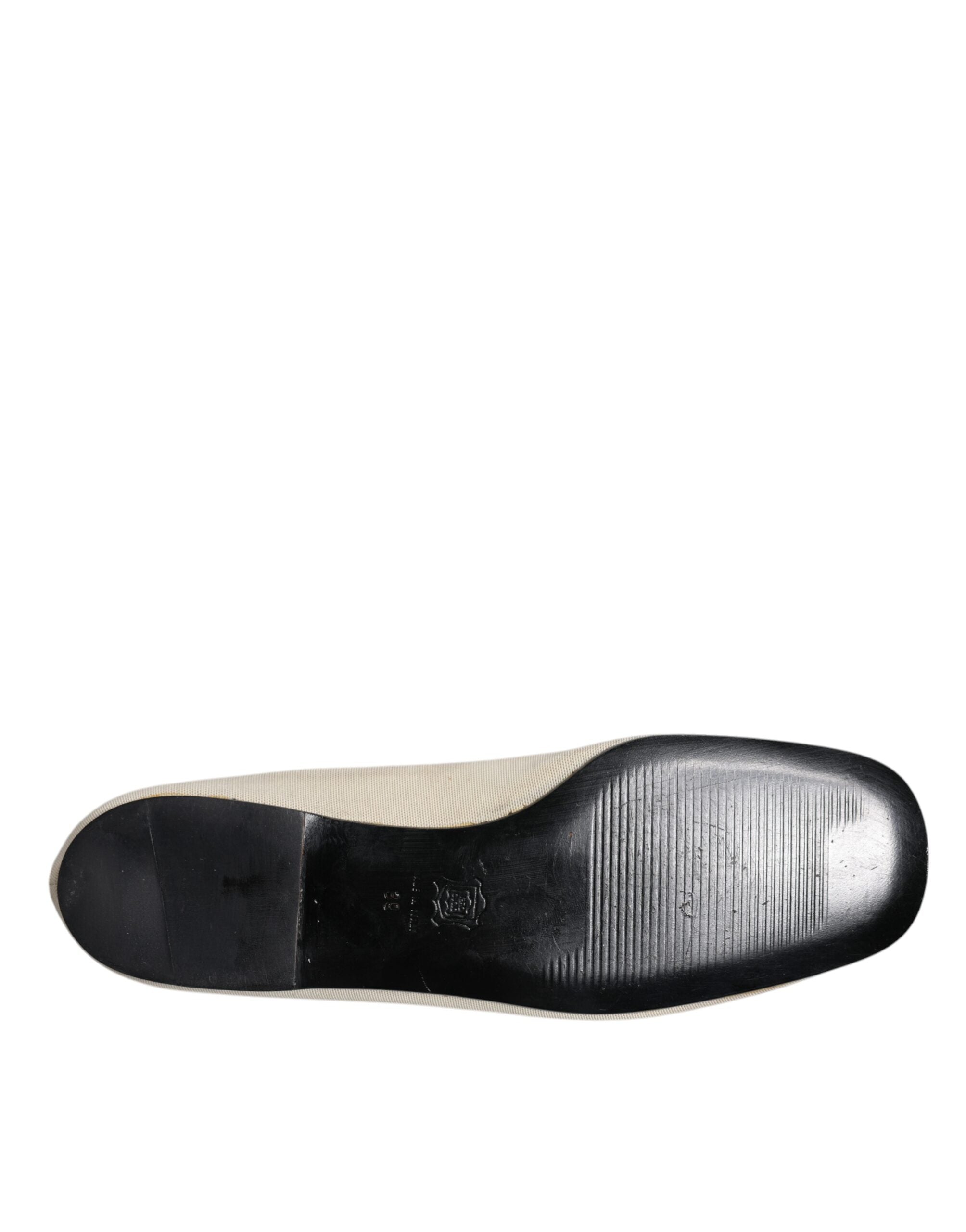 Dolce & Gabbana Beige Fabric Slip On Ballerina Flats Shoes LUNESCAPE