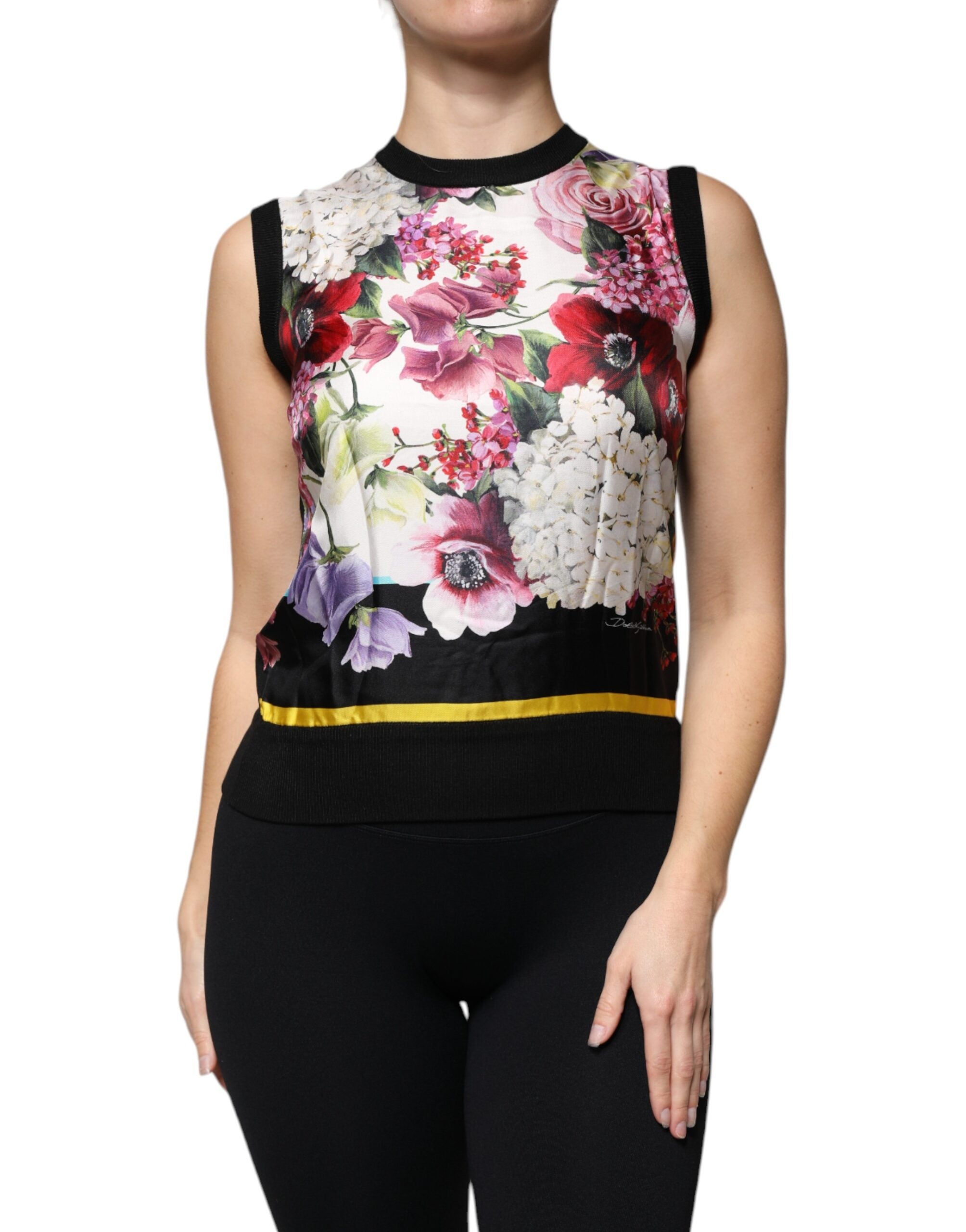 Dolce & Gabbana Multicolor Floral Silk Sleeveless Tank Blouse Top LUNESCAPE