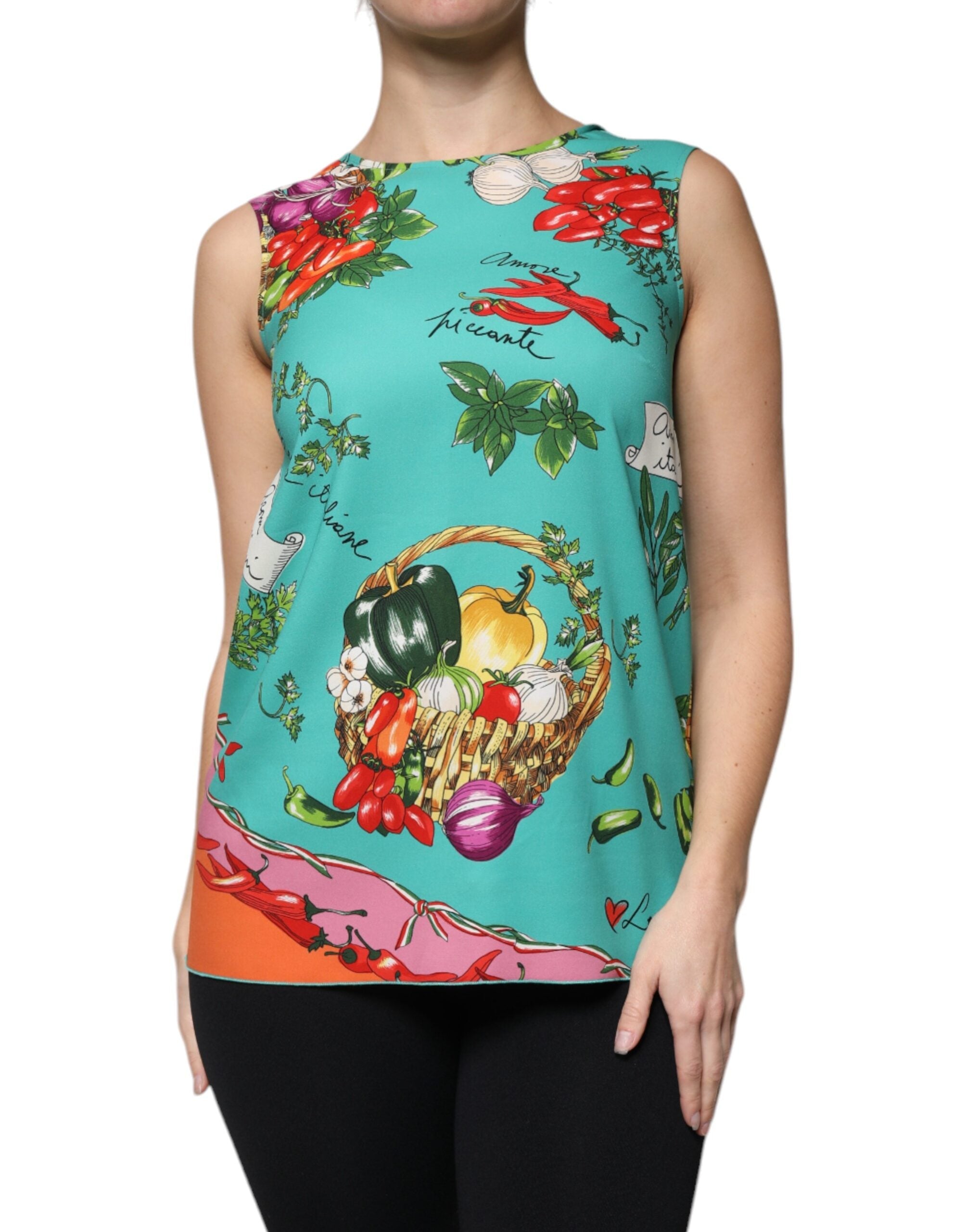 Dolce & Gabbana Multicolor Vegetables Sleeveless Tank Top LUNESCAPE