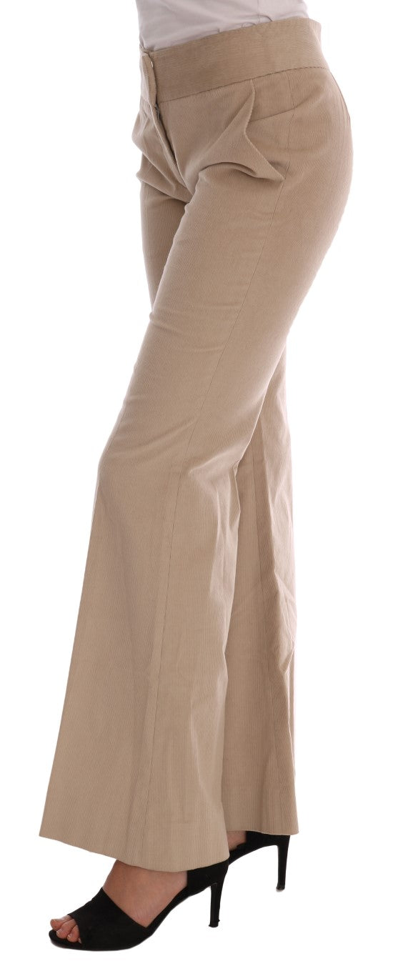 Ermanno Scervino Beige Cotton Bootcut Pants LUNESCAPE
