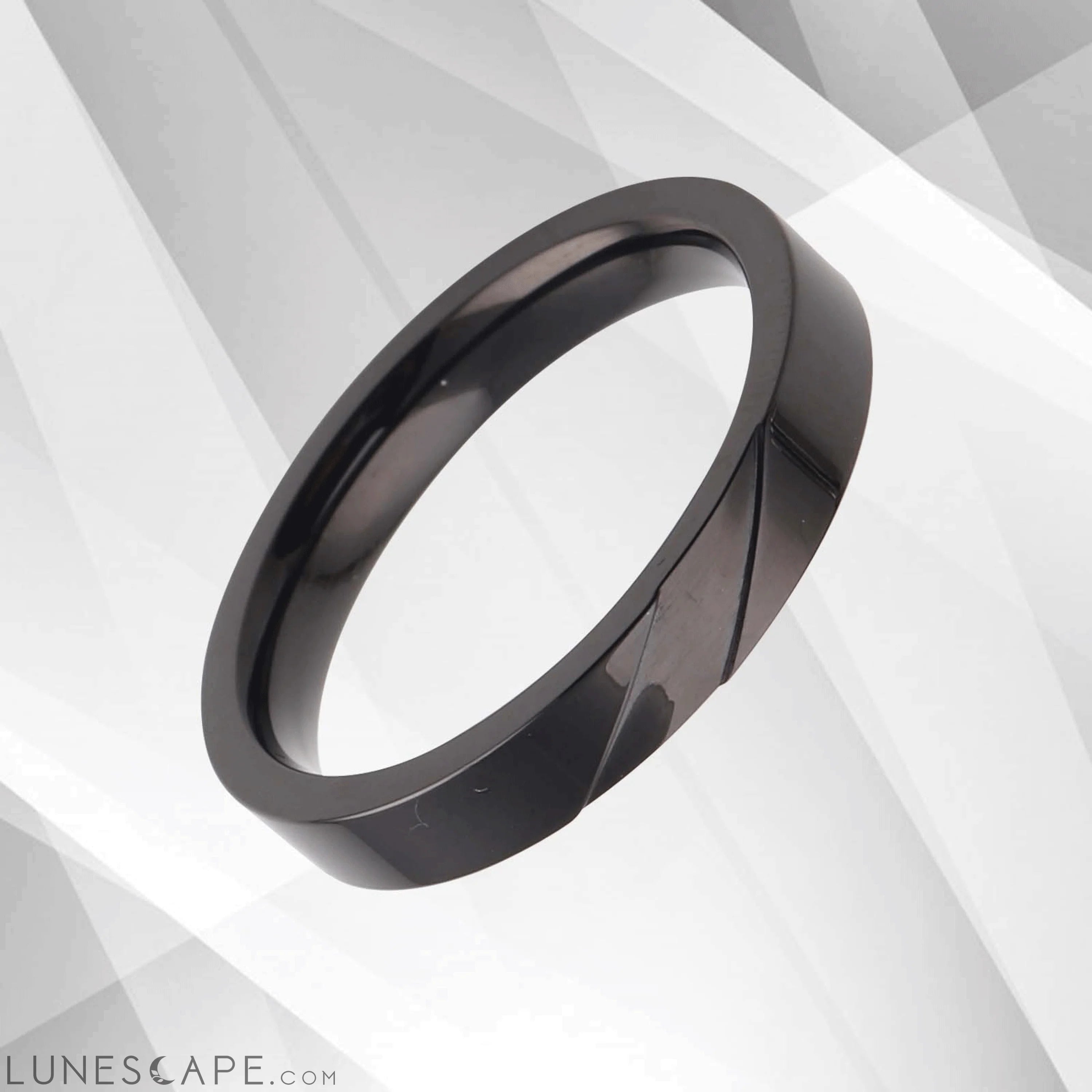 4mm Exclusive Sleek Design 18Ct Black Gold Over Titanium Engagement LUNESCAPE