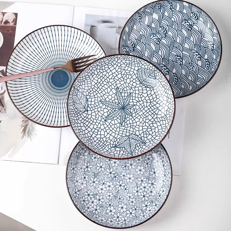 4Piece Japanese Ceramic Dinner Plates Set 18 cm LUNESCAPE