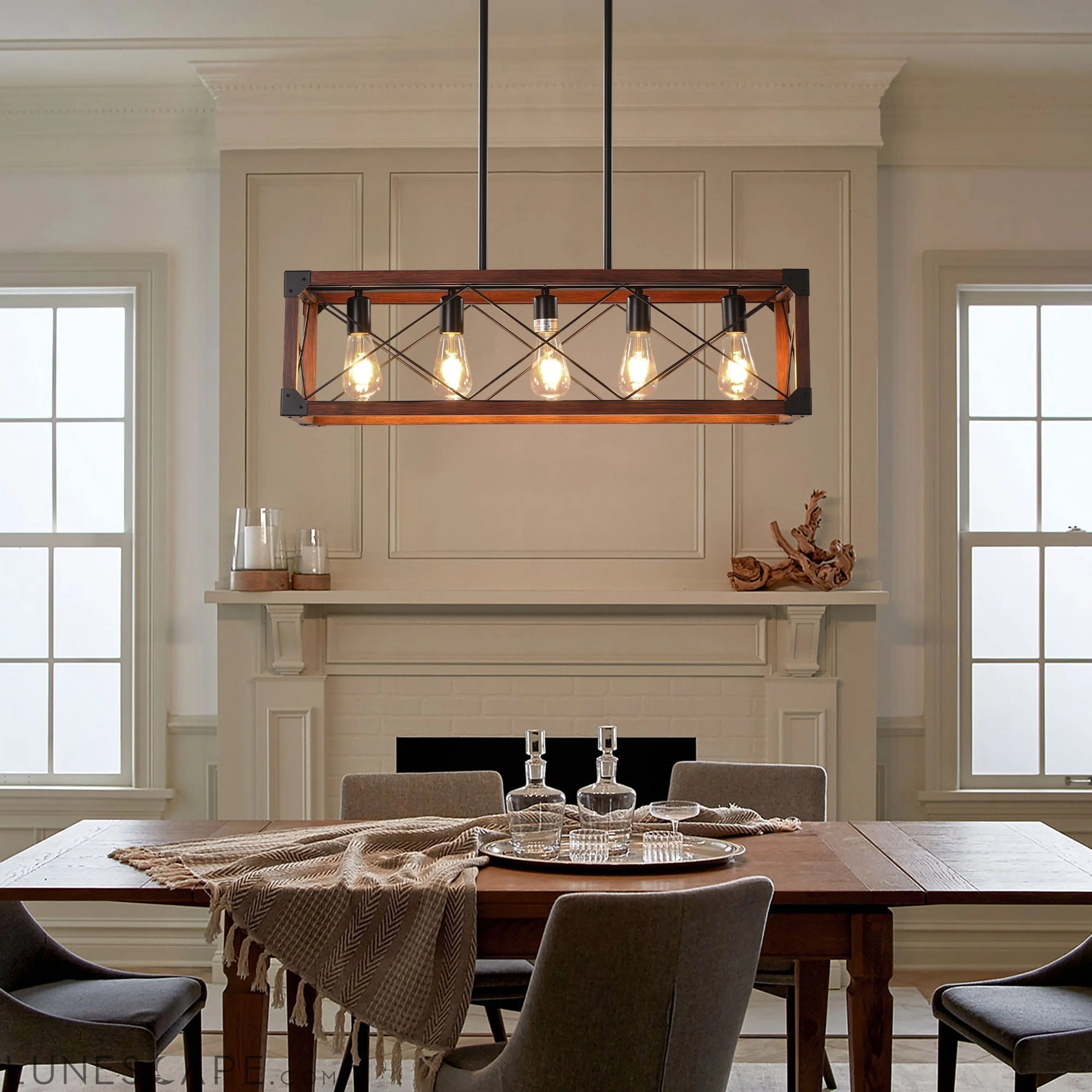 5-Light Retro Farmhouse Chandelier For Kitchen, Living room, Dining LUNESCAPE
