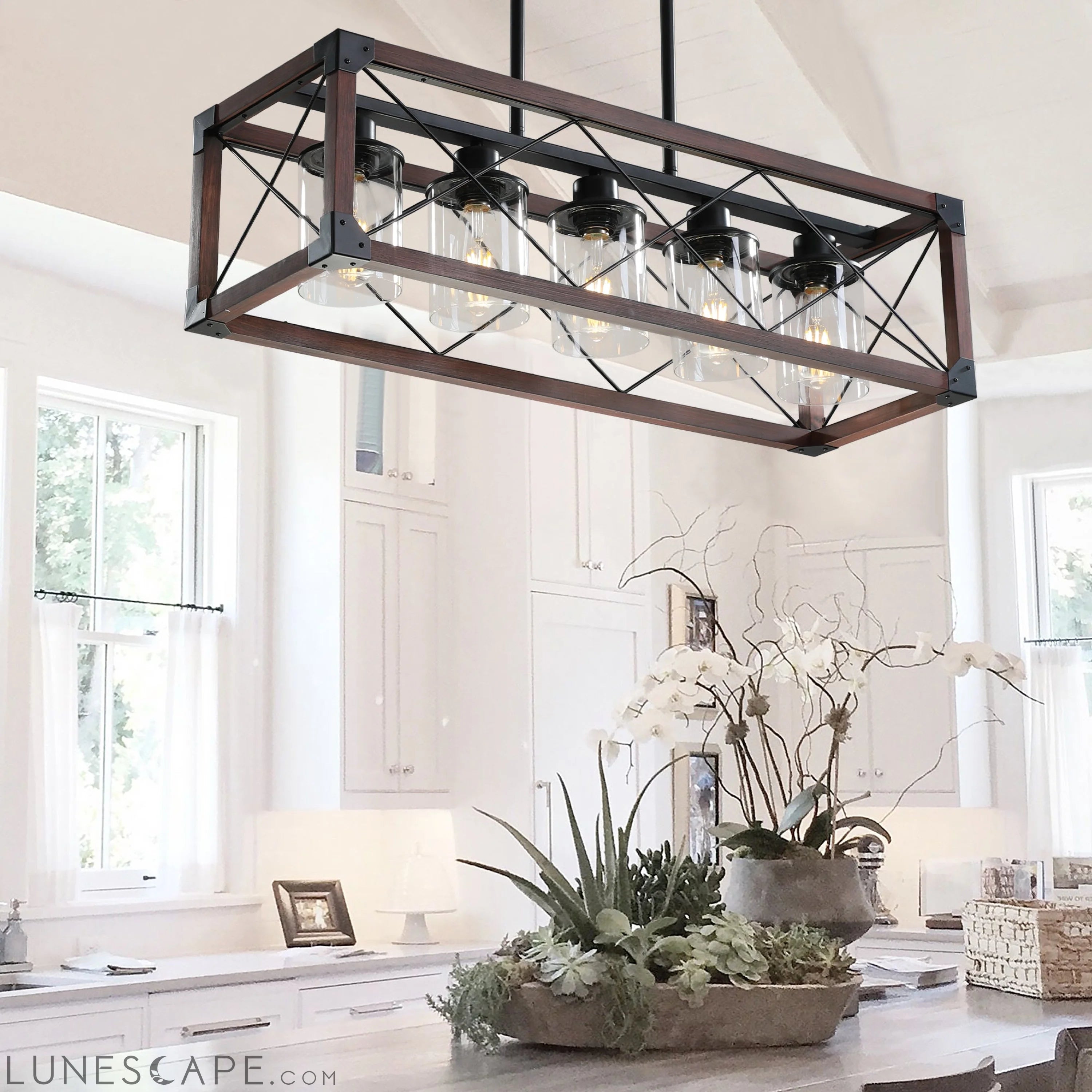 5-Light Retro Farmhouse Pendant Chandelier LUNESCAPE