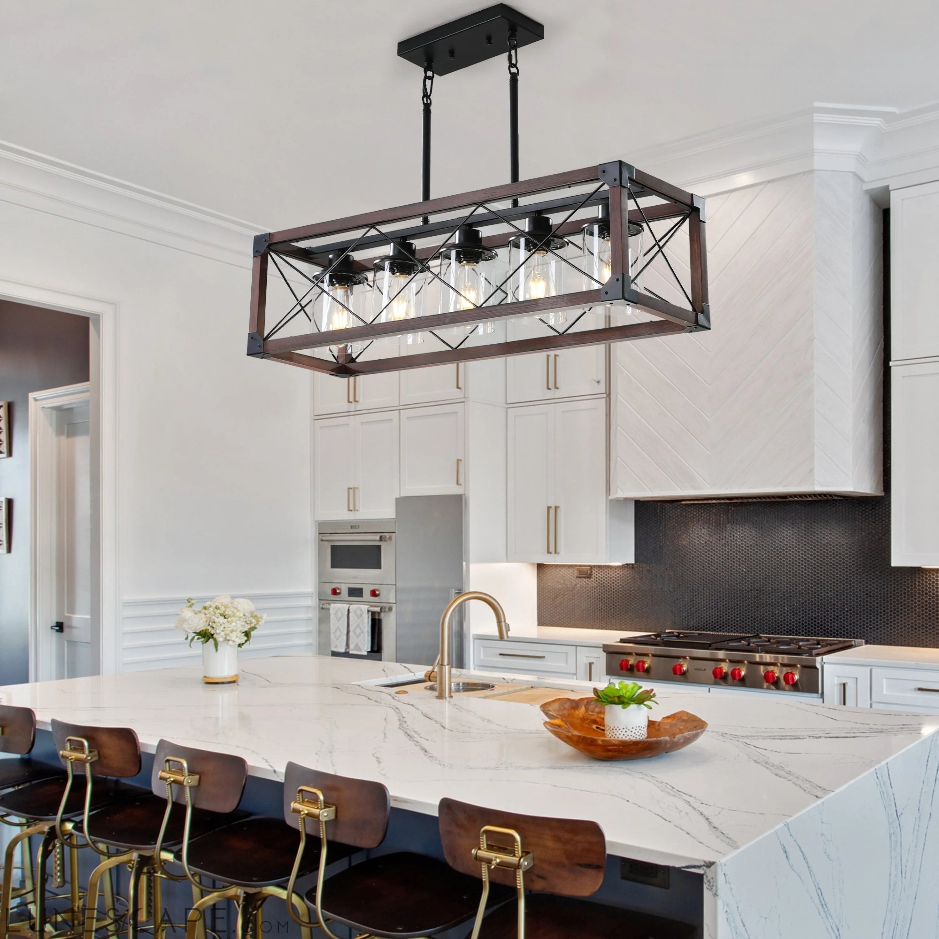 5-Light Retro Farmhouse Pendant Chandelier LUNESCAPE