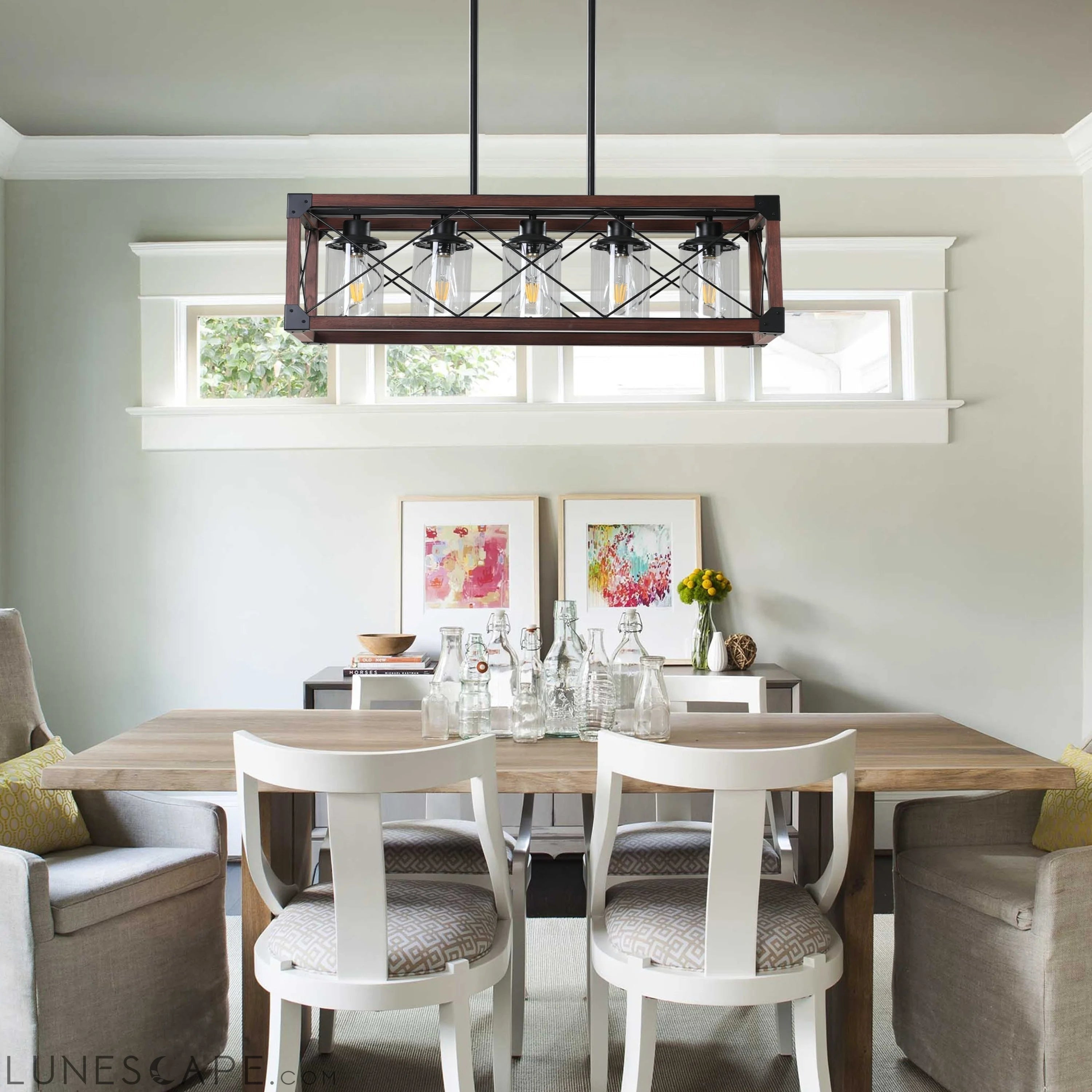 5-Light Retro Farmhouse Pendant Chandelier LUNESCAPE