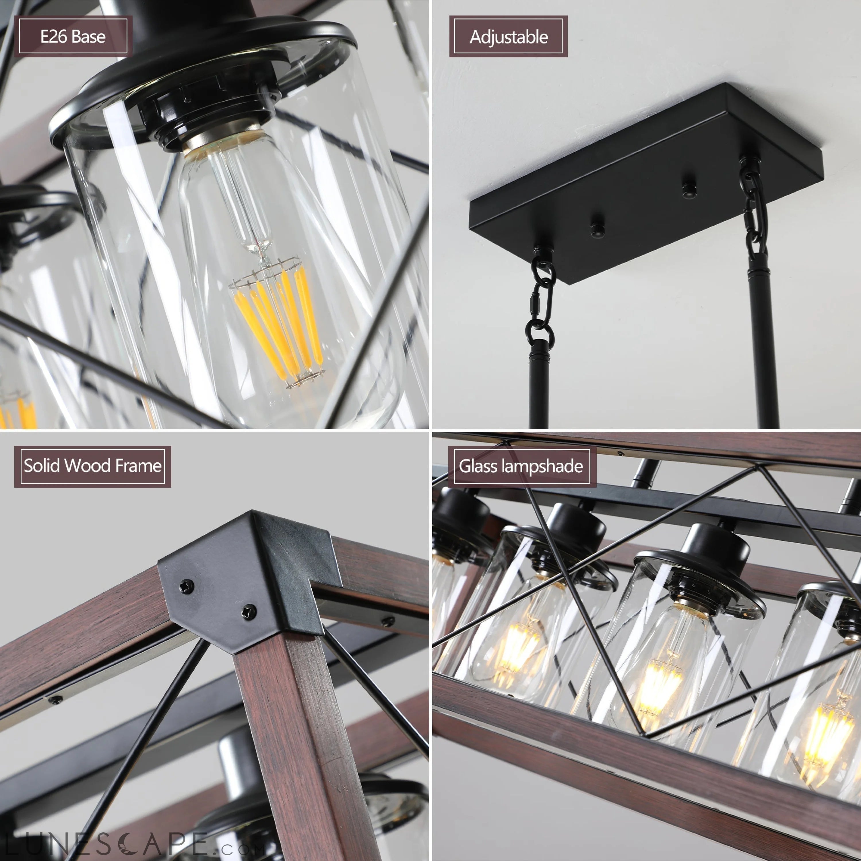 5-Light Retro Farmhouse Pendant Chandelier LUNESCAPE