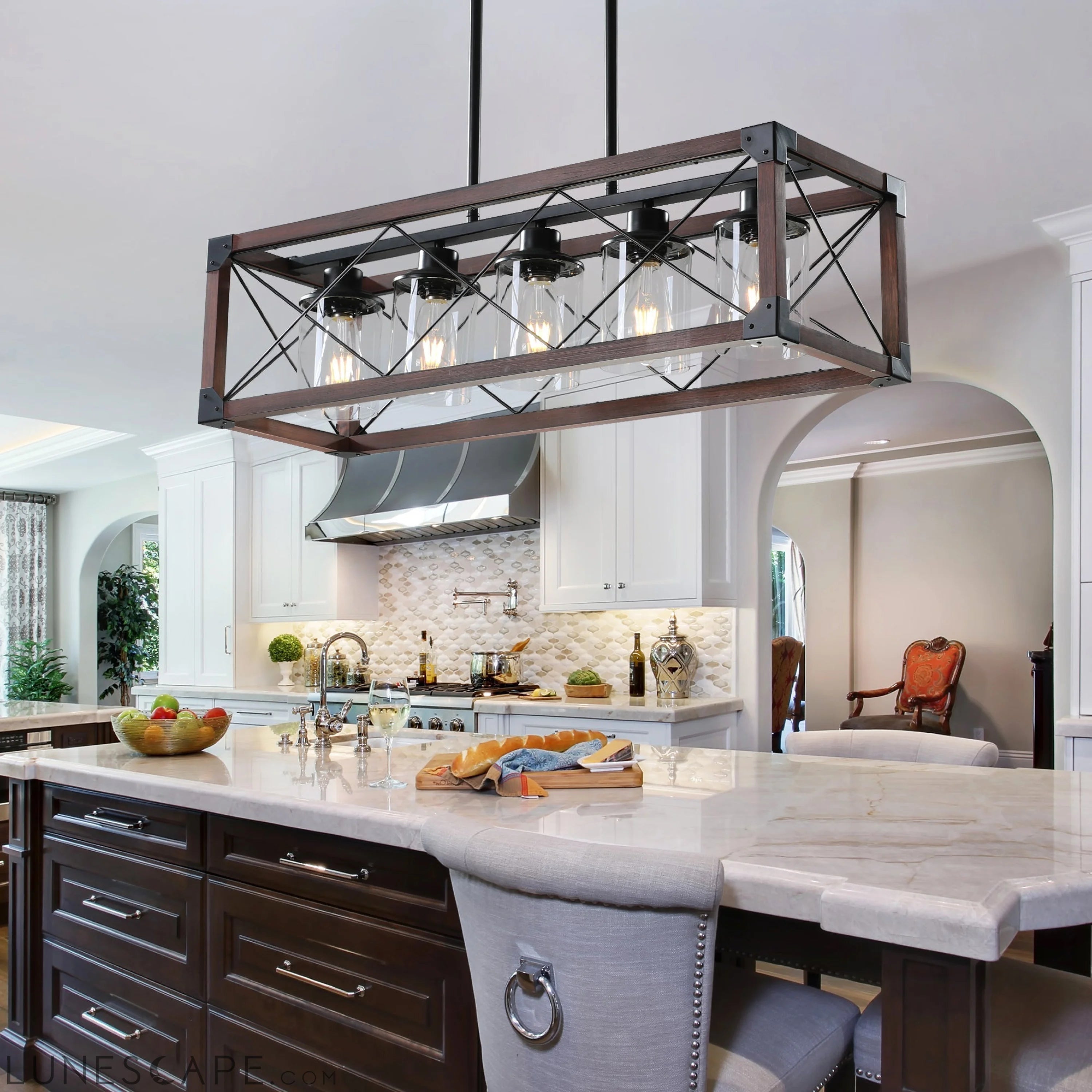 5-Light Retro Farmhouse Pendant Chandelier LUNESCAPE