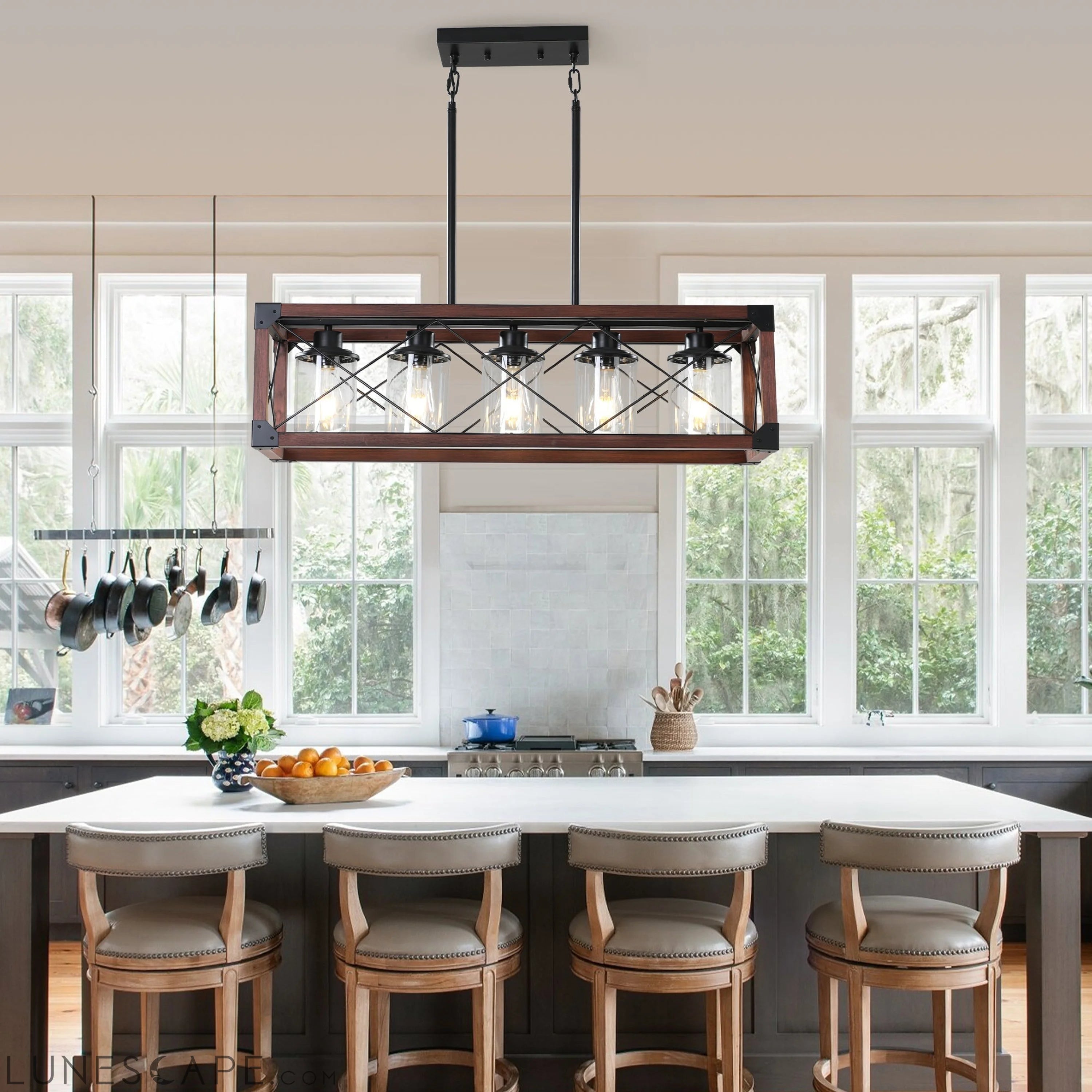 5-Light Retro Farmhouse Pendant Chandelier LUNESCAPE
