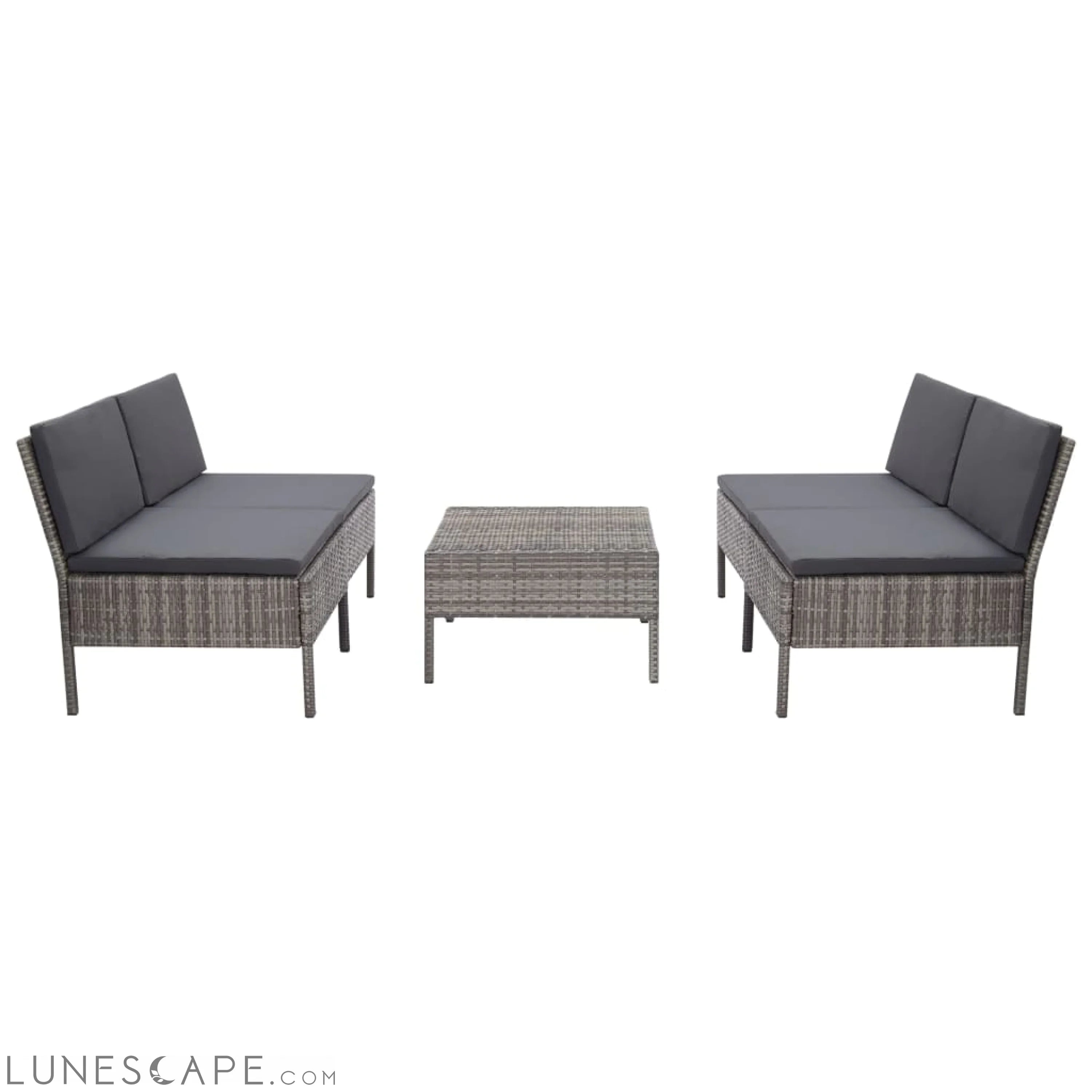 5 Piece Garden Sofa Set with Cushions Poly Rattan Gray LUNESCAPE