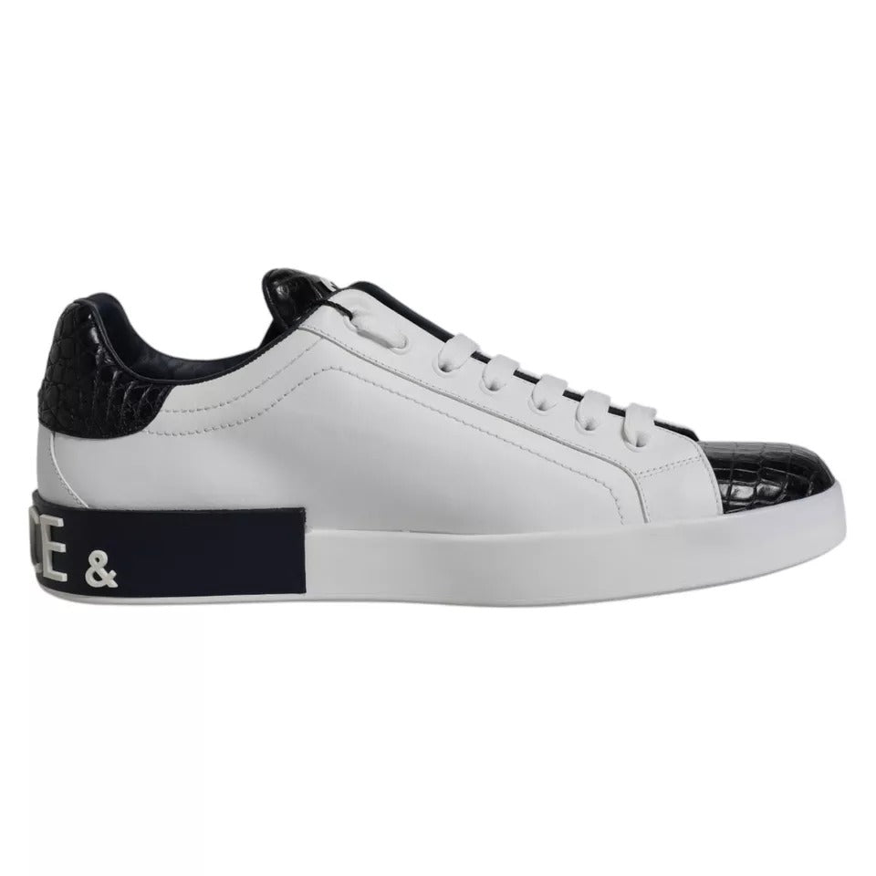 Dolce & Gabbana White Leather Logo Portofino Sneaker Shoes LUNESCAPE