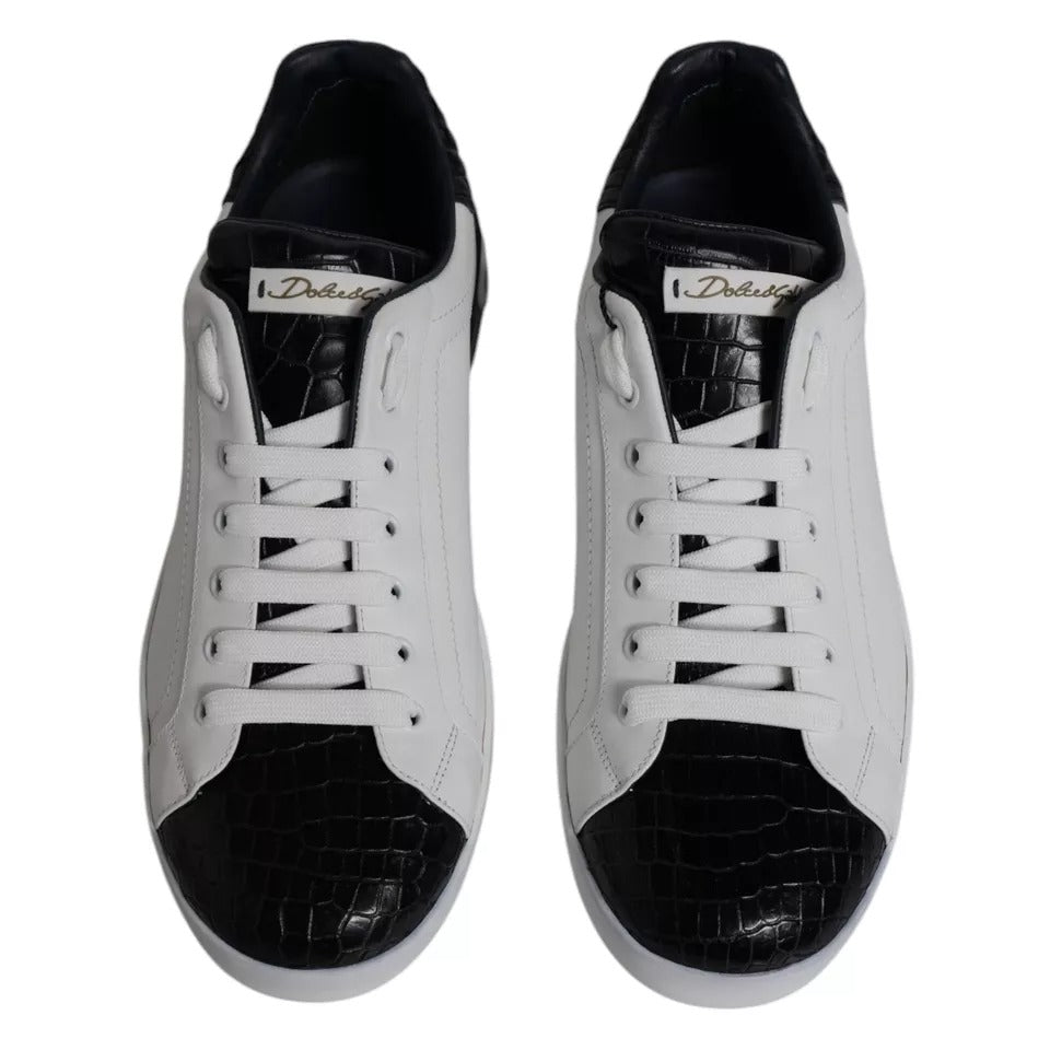 Dolce & Gabbana White Leather Logo Portofino Sneaker Shoes LUNESCAPE