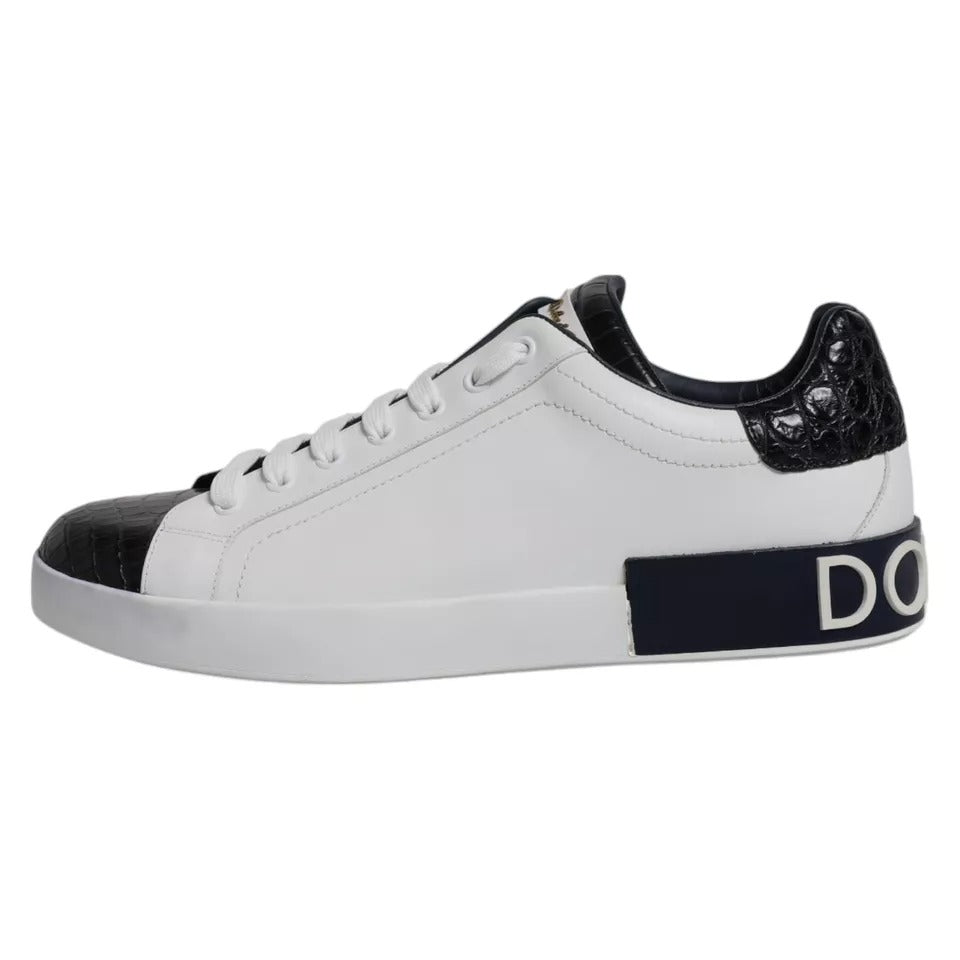 Dolce & Gabbana White Leather Logo Portofino Sneaker Shoes LUNESCAPE