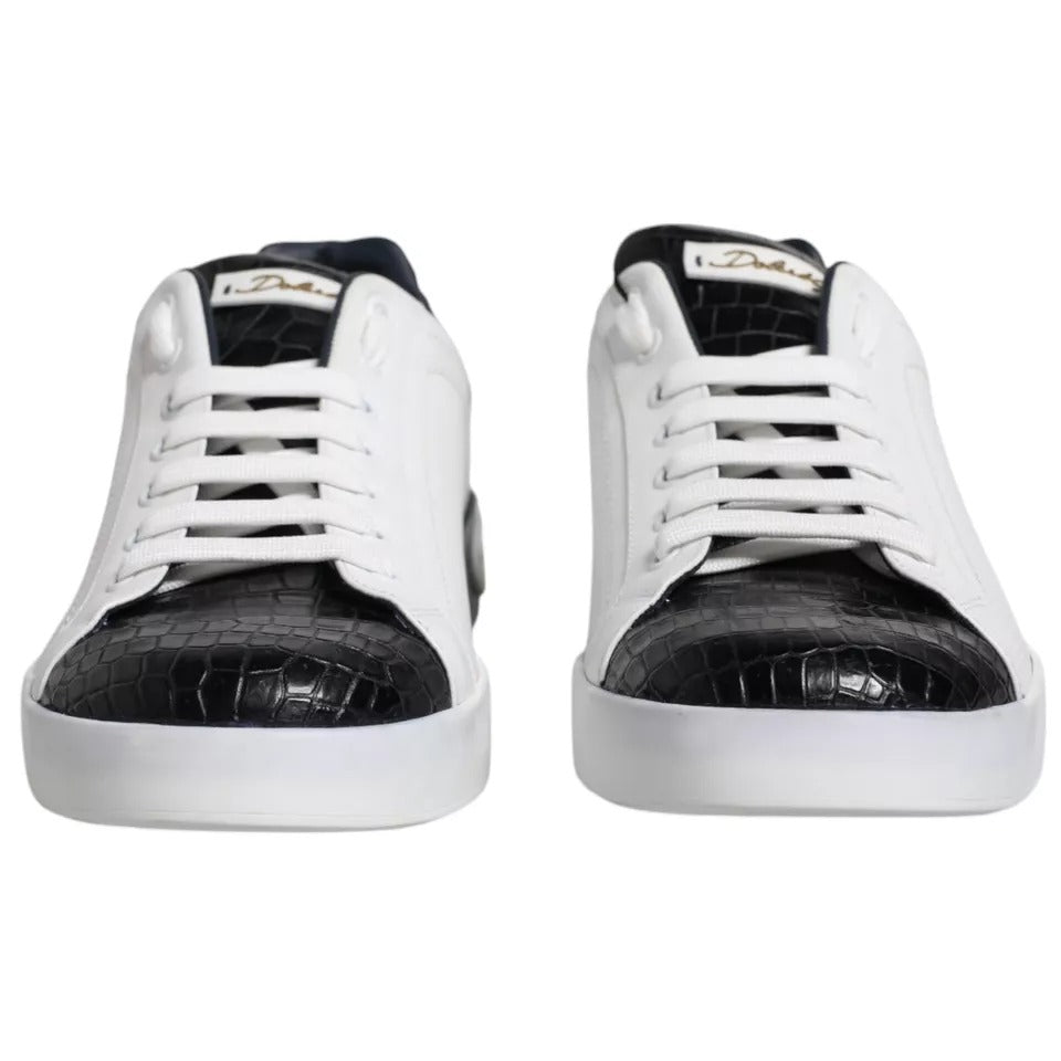 Dolce & Gabbana White Leather Logo Portofino Sneaker Shoes LUNESCAPE