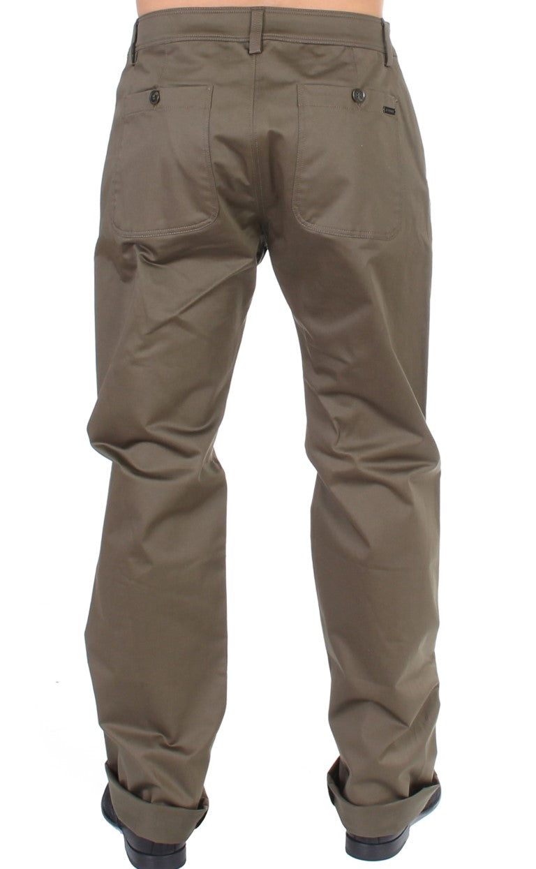 GF Ferre Green Cotton Stretch Comfort Fit Chino Pant