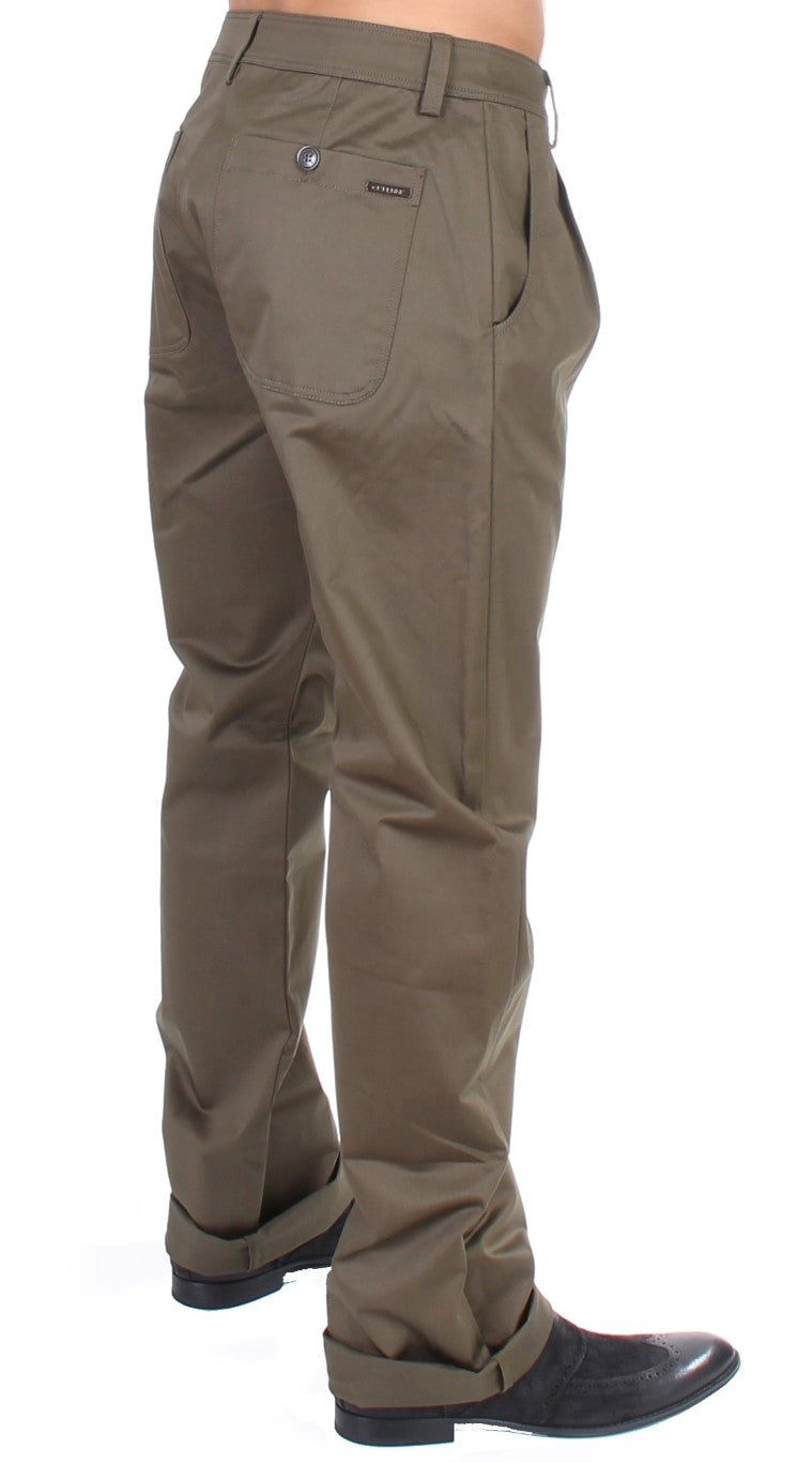 GF Ferre Green Cotton Stretch Comfort Fit Chino Pant