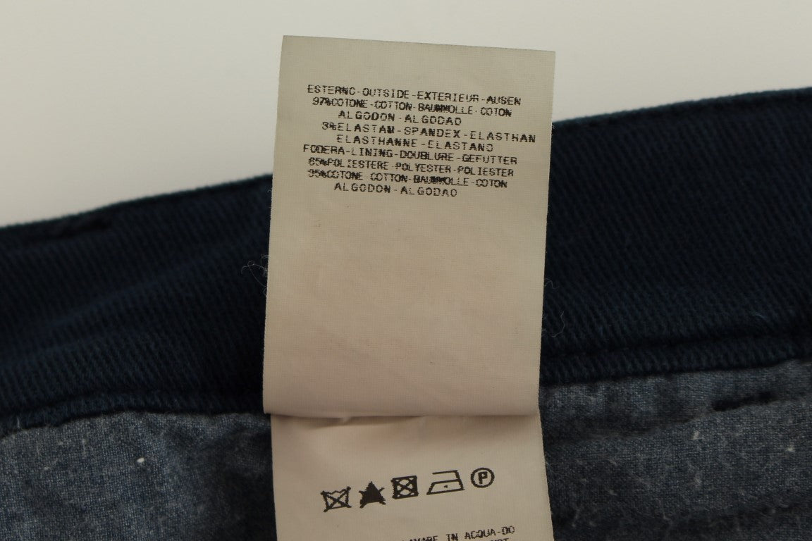GF Ferre Blue Stretch Straight Fit Pants Chinos