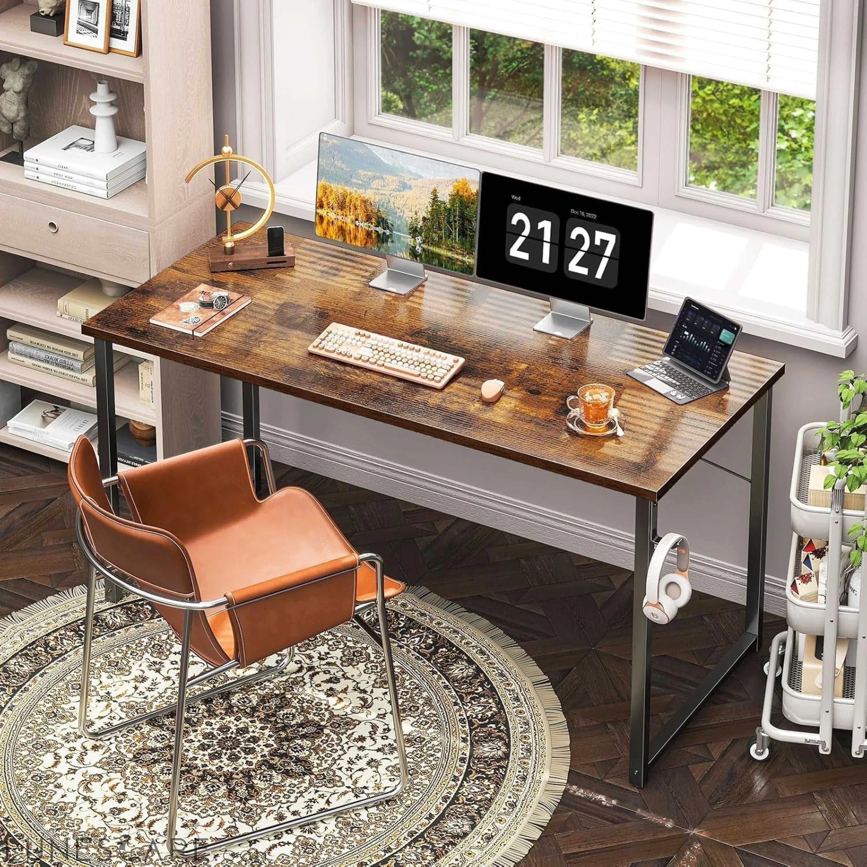 54 Inch Computer Desk, Modern Simple Style Desk for Home Office, Study LUNESCAPE