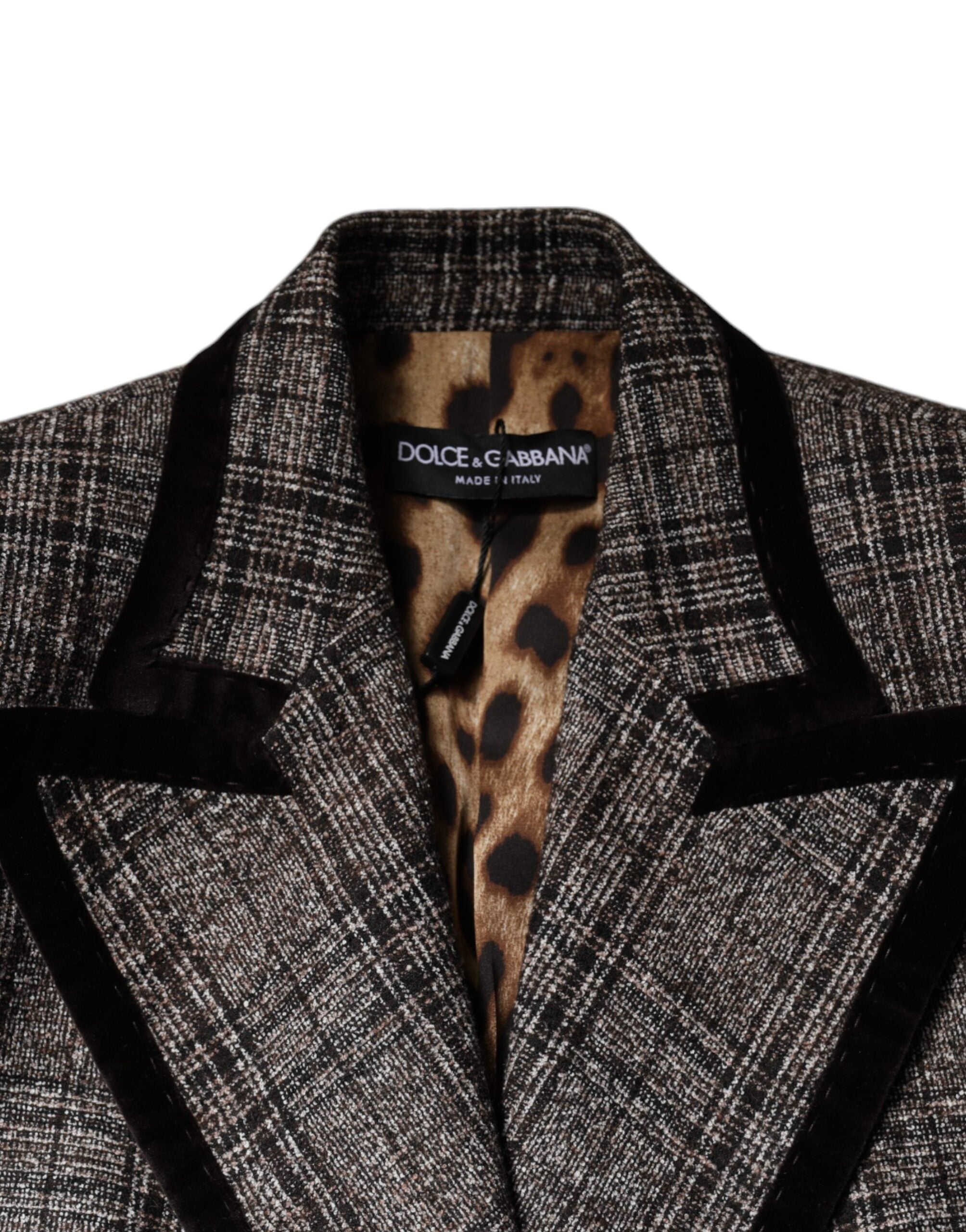 Dolce & Gabbana Brown Plaid Long Sleeve Cropped Coat Jacket LUNESCAPE