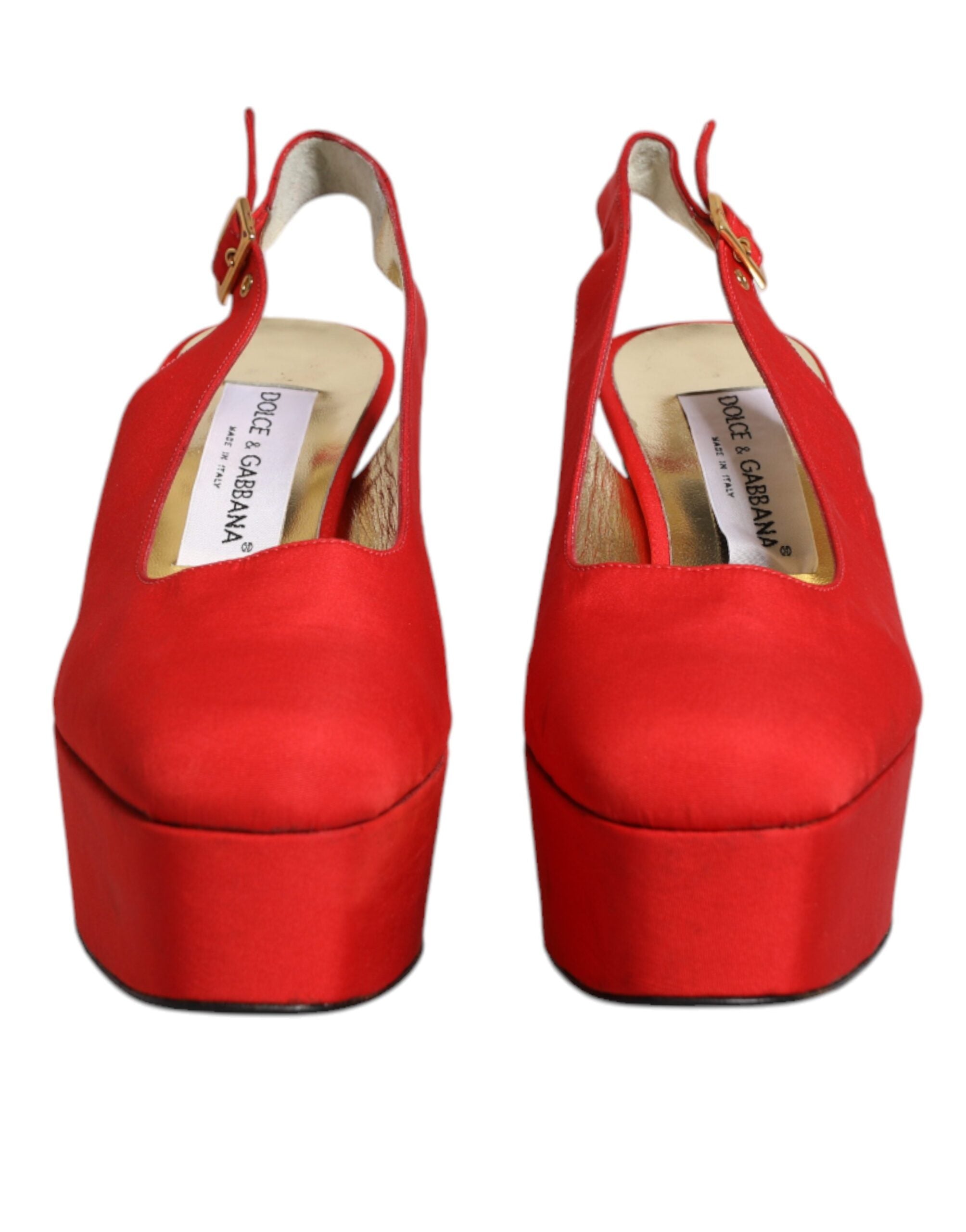 Dolce & Gabbana Red Platform Slingback Heels Sandals Shoes LUNESCAPE