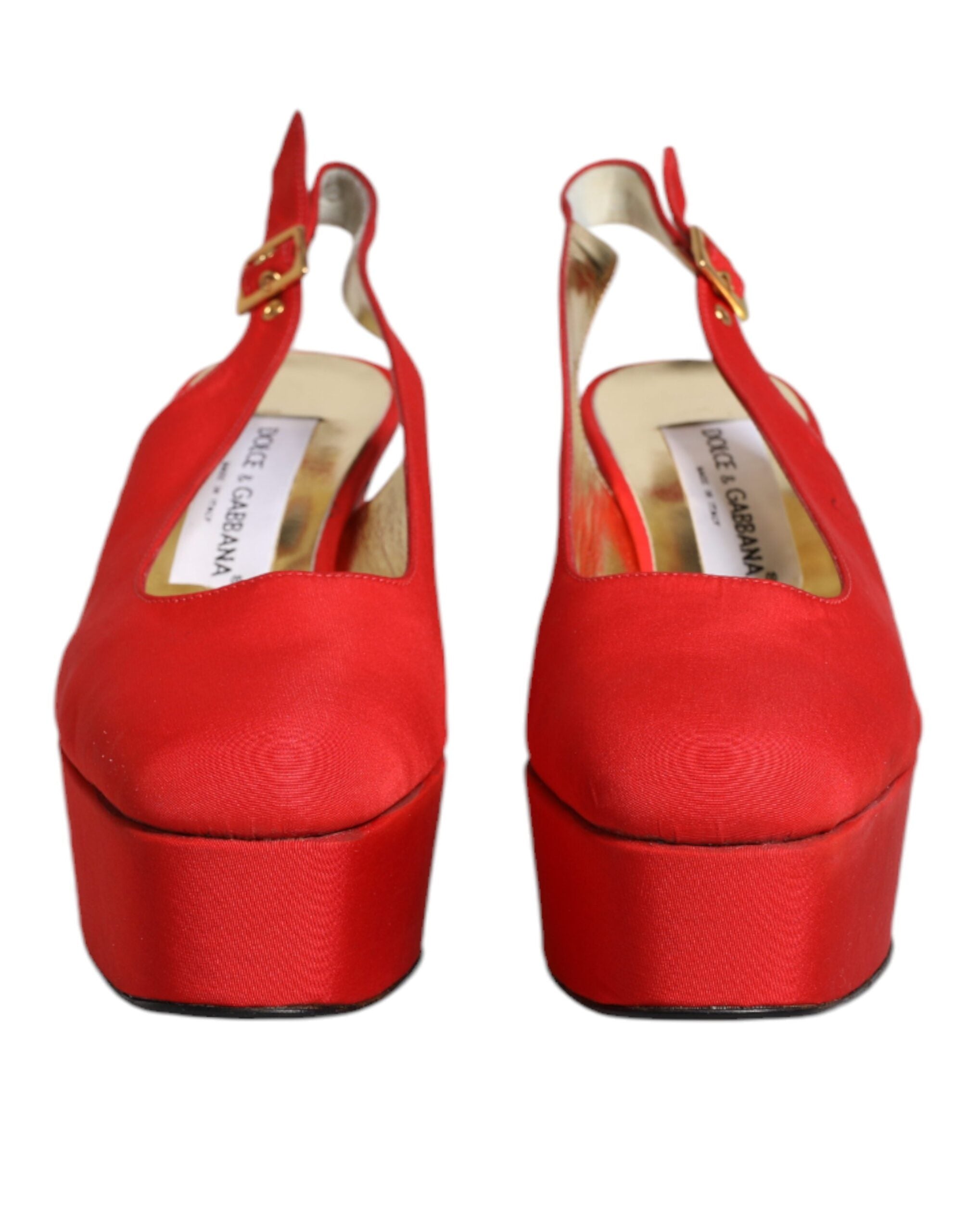 Dolce & Gabbana Red Platform Slingback Heels Sandals Shoes LUNESCAPE