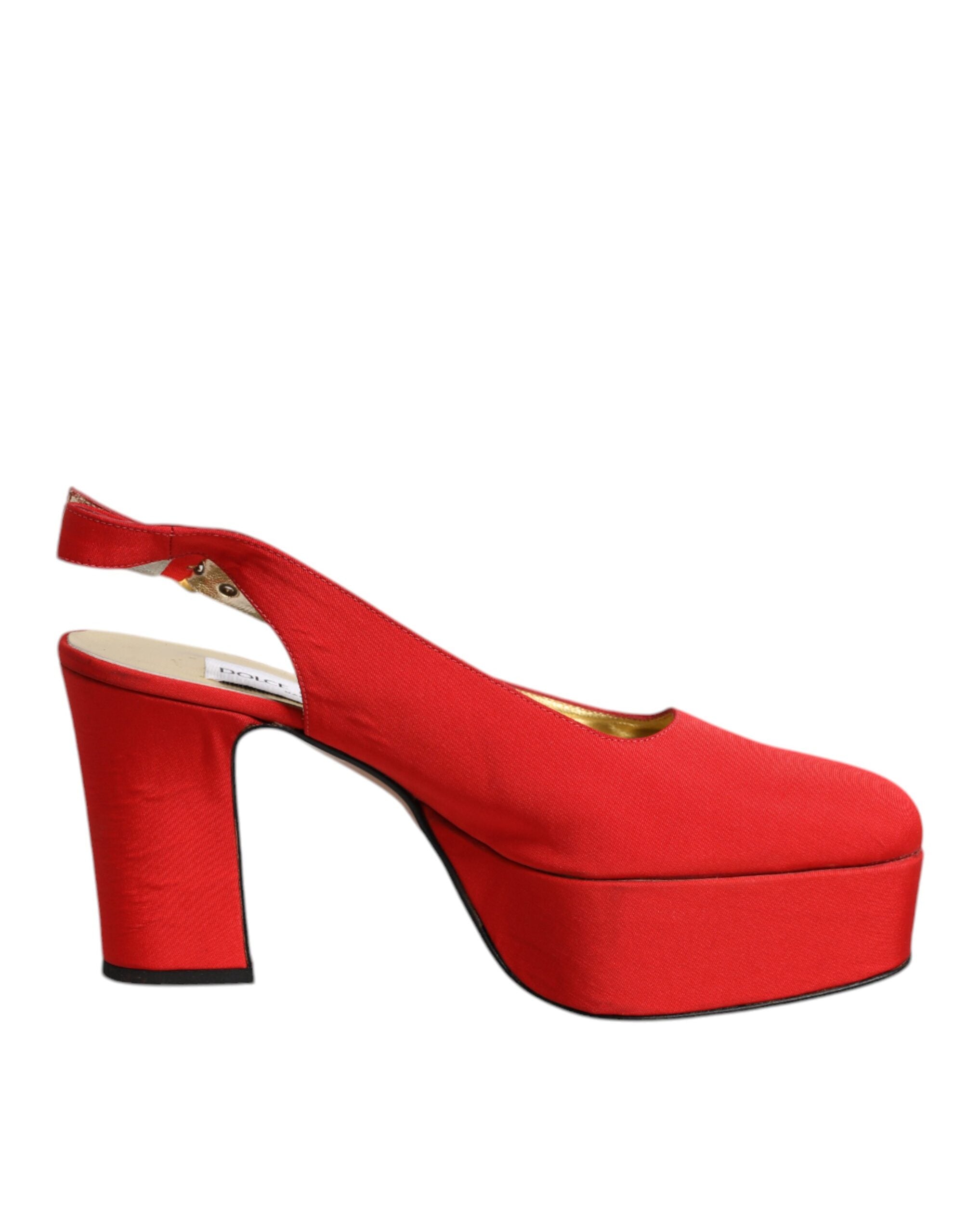 Dolce & Gabbana Red Platform Slingback Heels Sandals Shoes LUNESCAPE