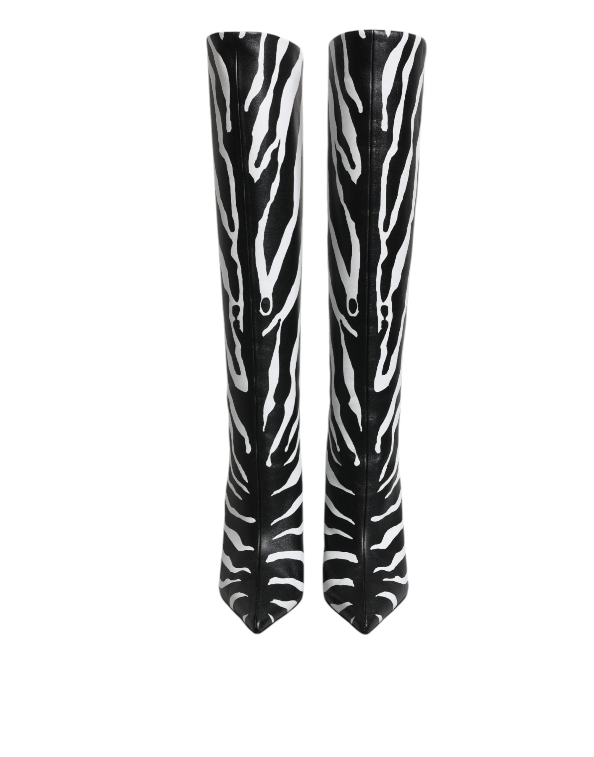 Dolce & Gabbana Black White Zebra Heels High Boots Shoes LUNESCAPE