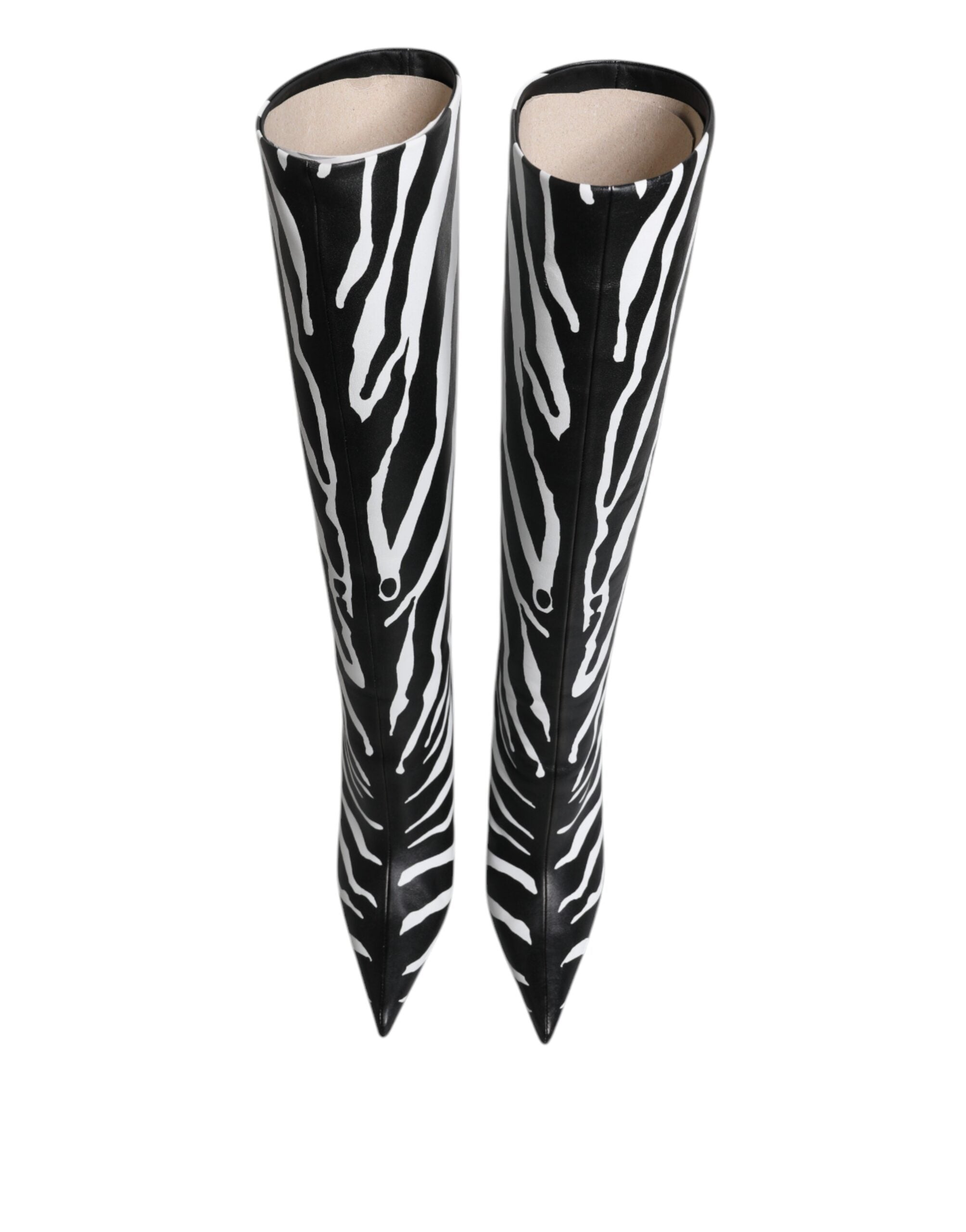 Dolce & Gabbana Black White Zebra Heels High Boots Shoes LUNESCAPE