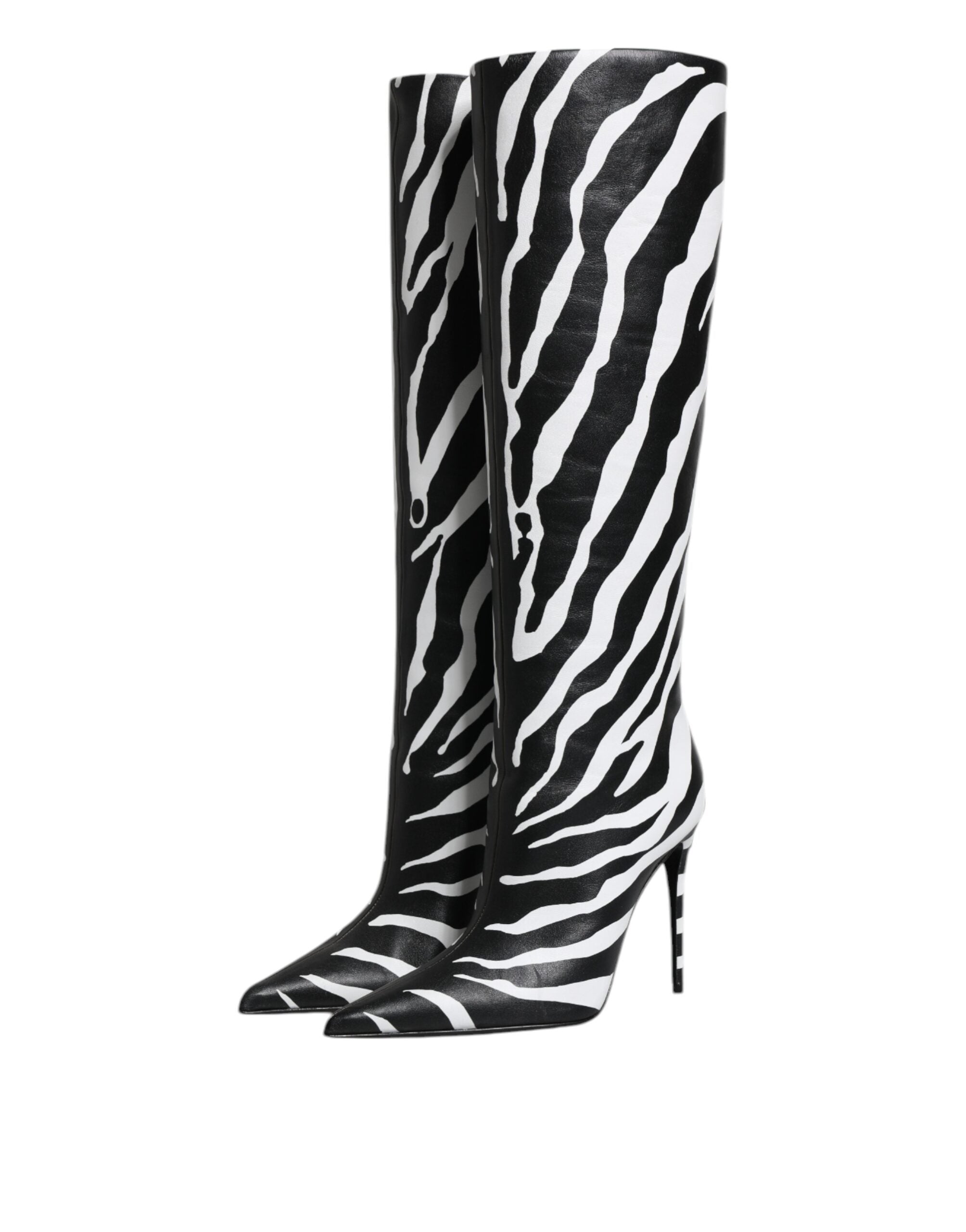 Dolce & Gabbana Black White Zebra Heels High Boots Shoes LUNESCAPE