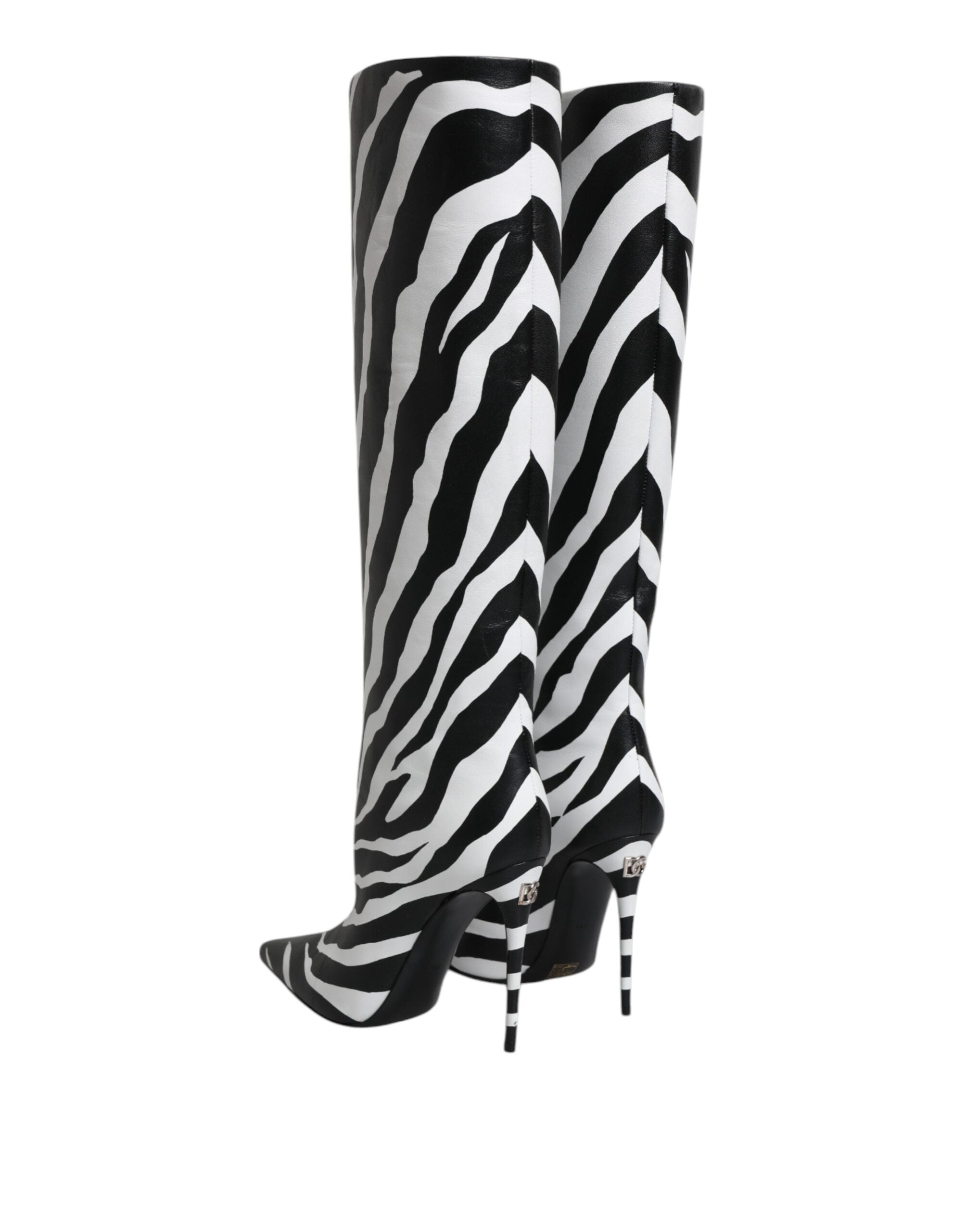 Dolce & Gabbana Black White Zebra Heels High Boots Shoes LUNESCAPE