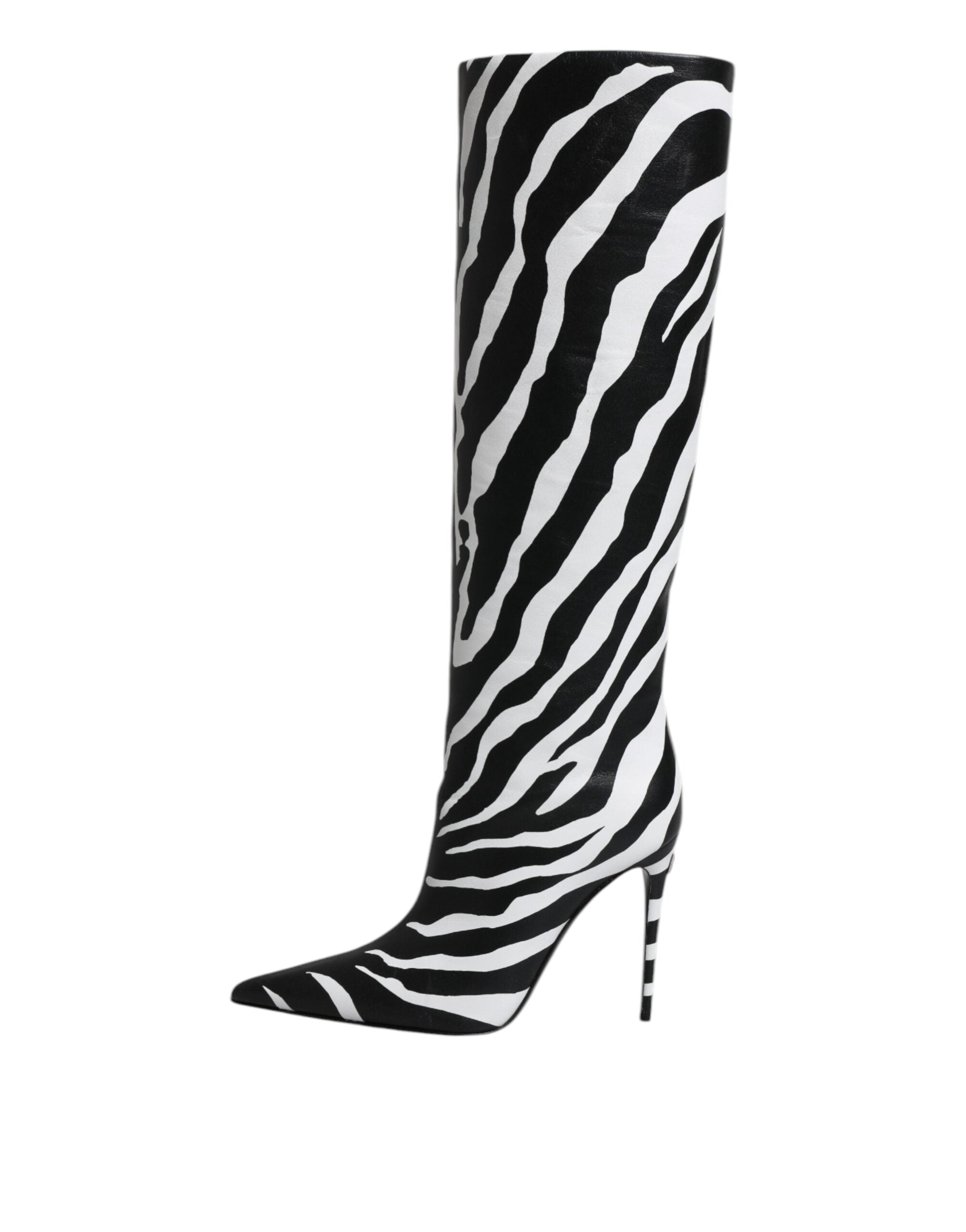 Dolce & Gabbana Black White Zebra Heels High Boots Shoes LUNESCAPE