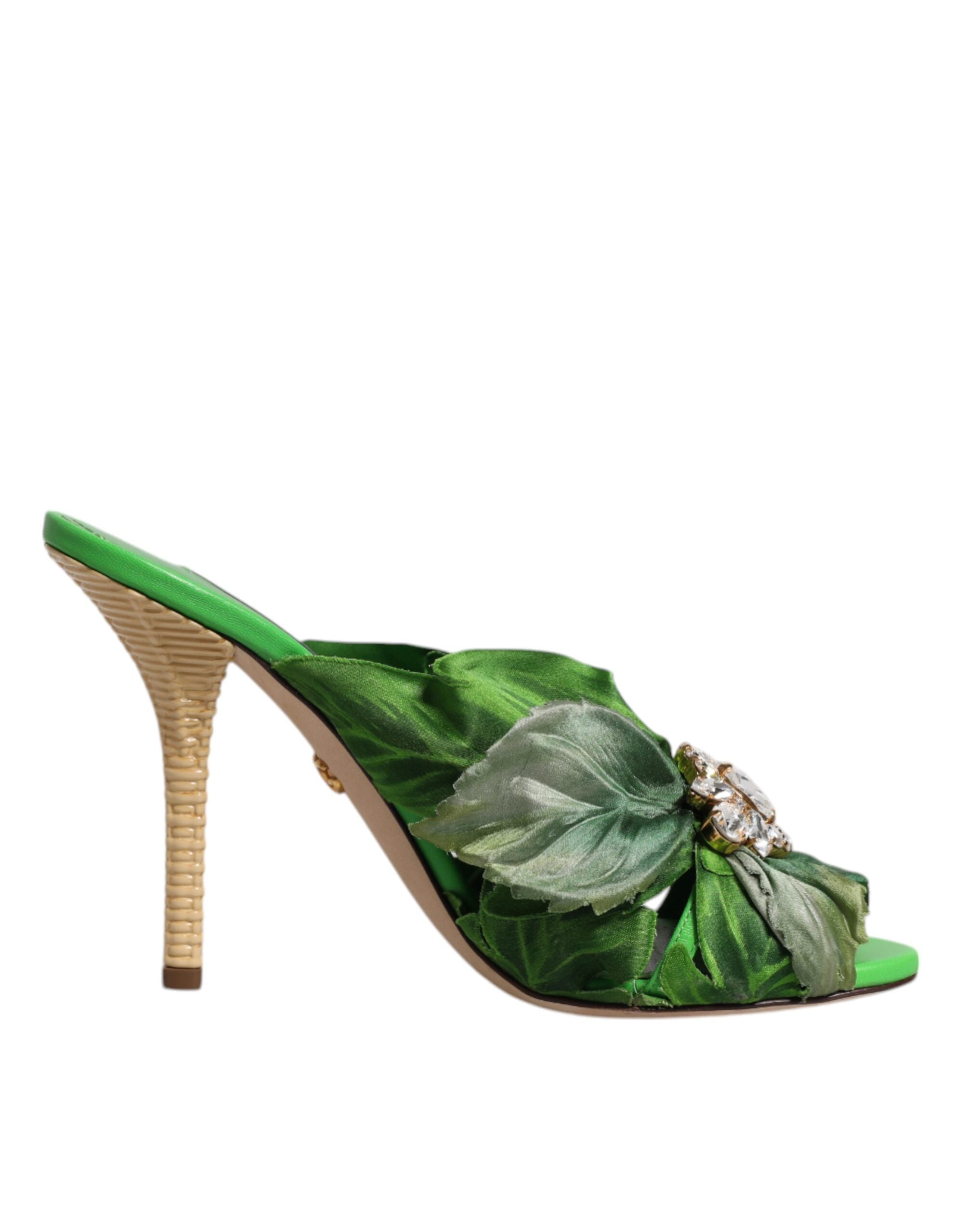 Dolce & Gabbana Green Crystal Slides KEIRA Sandal Shoes LUNESCAPE