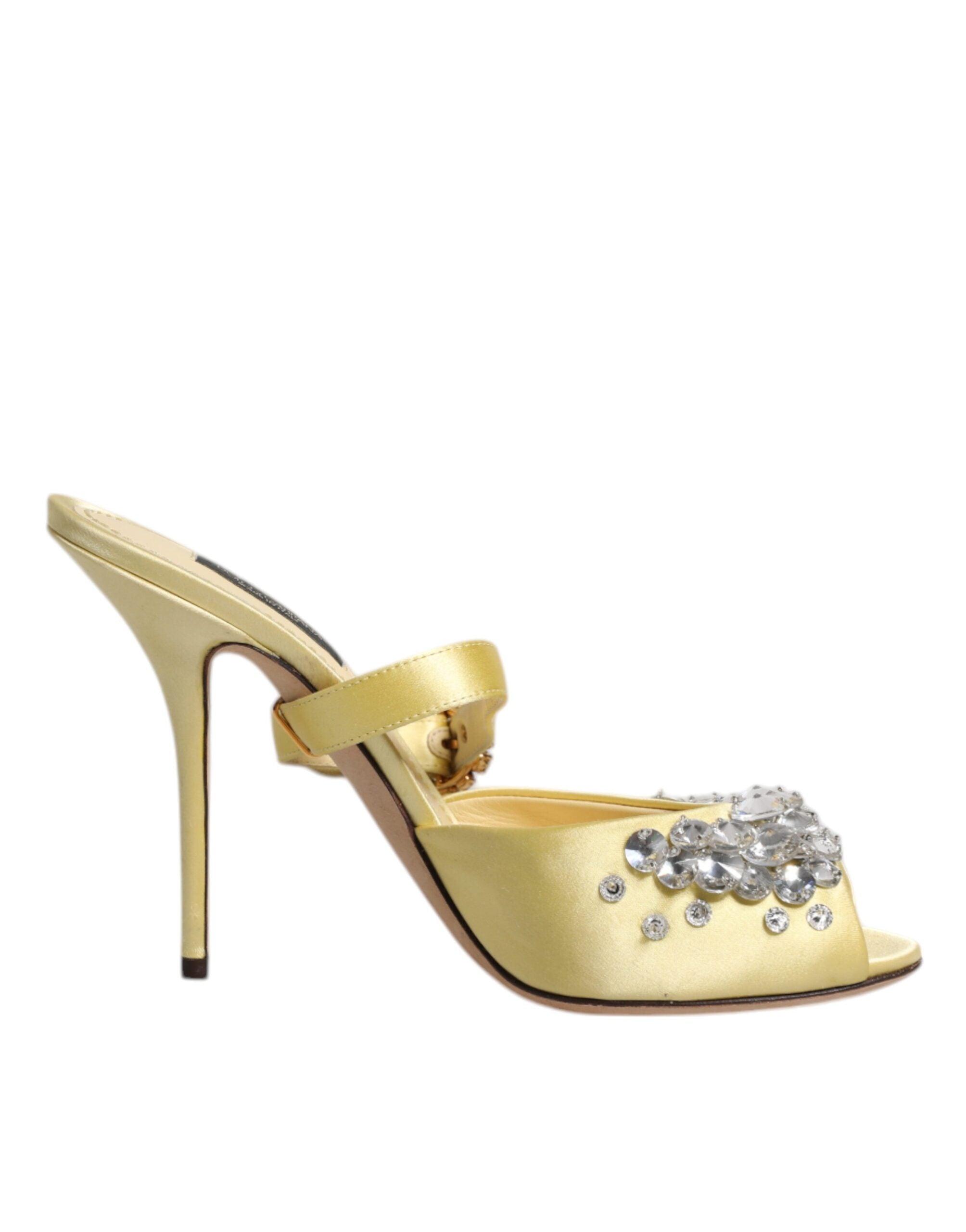 Dolce & Gabbana Yellow Crystal Slides KEIRA Sandals Shoes LUNESCAPE