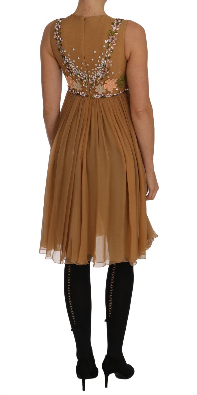 Dolce & Gabbana Crystal Silk Gold A-Line Gown Dress LUNESCAPE