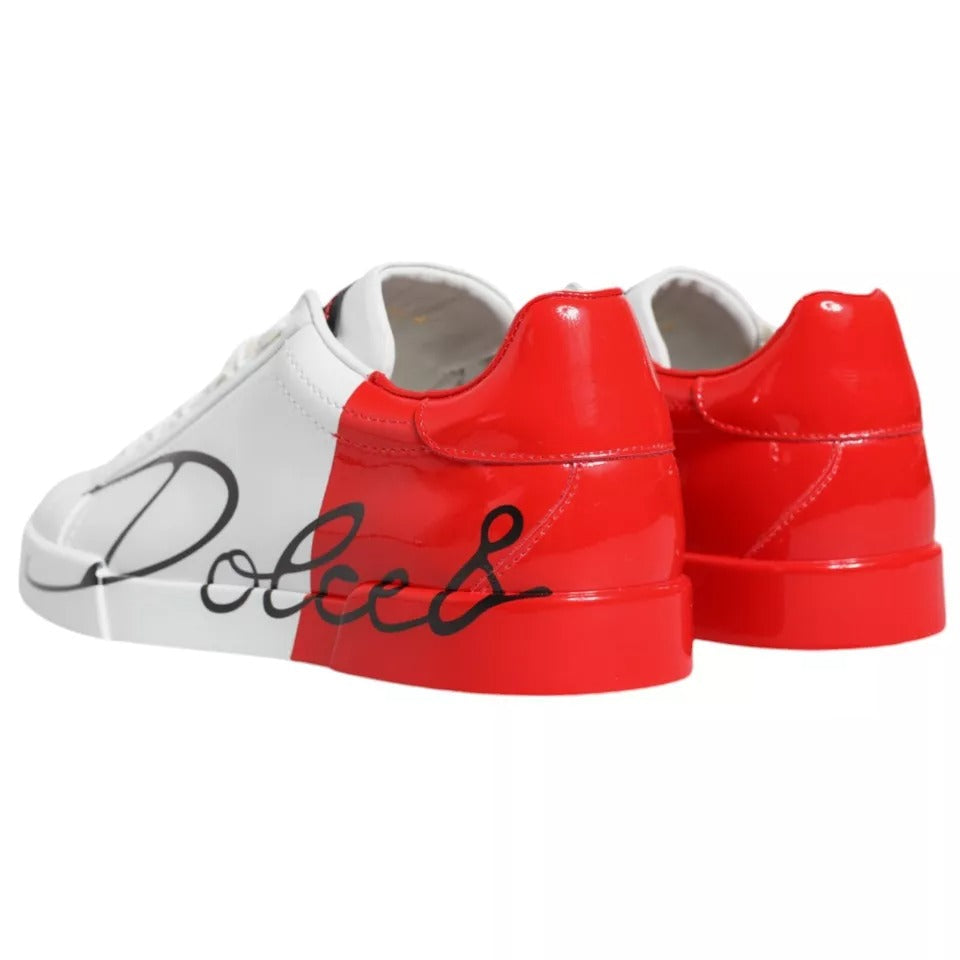 Dolce & Gabbana White Red Portofino Low Top Sneakers Shoes LUNESCAPE