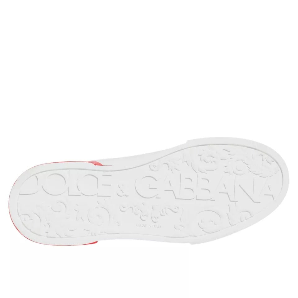 Dolce & Gabbana White Red Portofino Low Top Sneakers Shoes LUNESCAPE