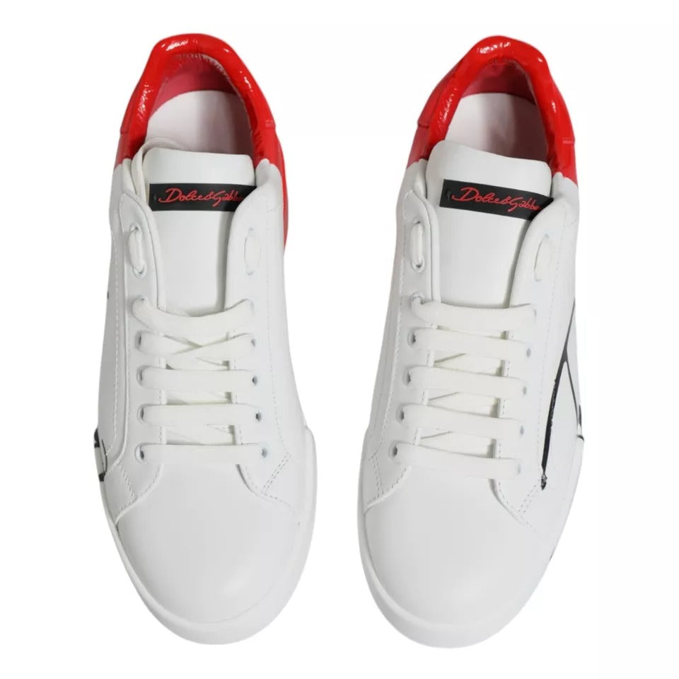 Dolce & Gabbana White Red Portofino Low Top Sneakers Shoes LUNESCAPE