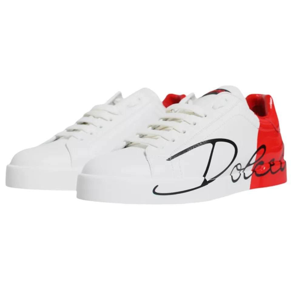 Dolce & Gabbana White Red Portofino Low Top Sneakers Shoes LUNESCAPE