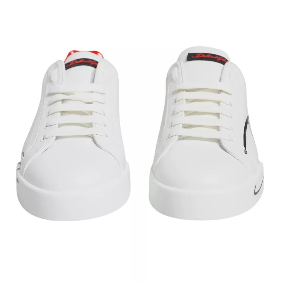Dolce & Gabbana White Red Portofino Low Top Sneakers Shoes LUNESCAPE