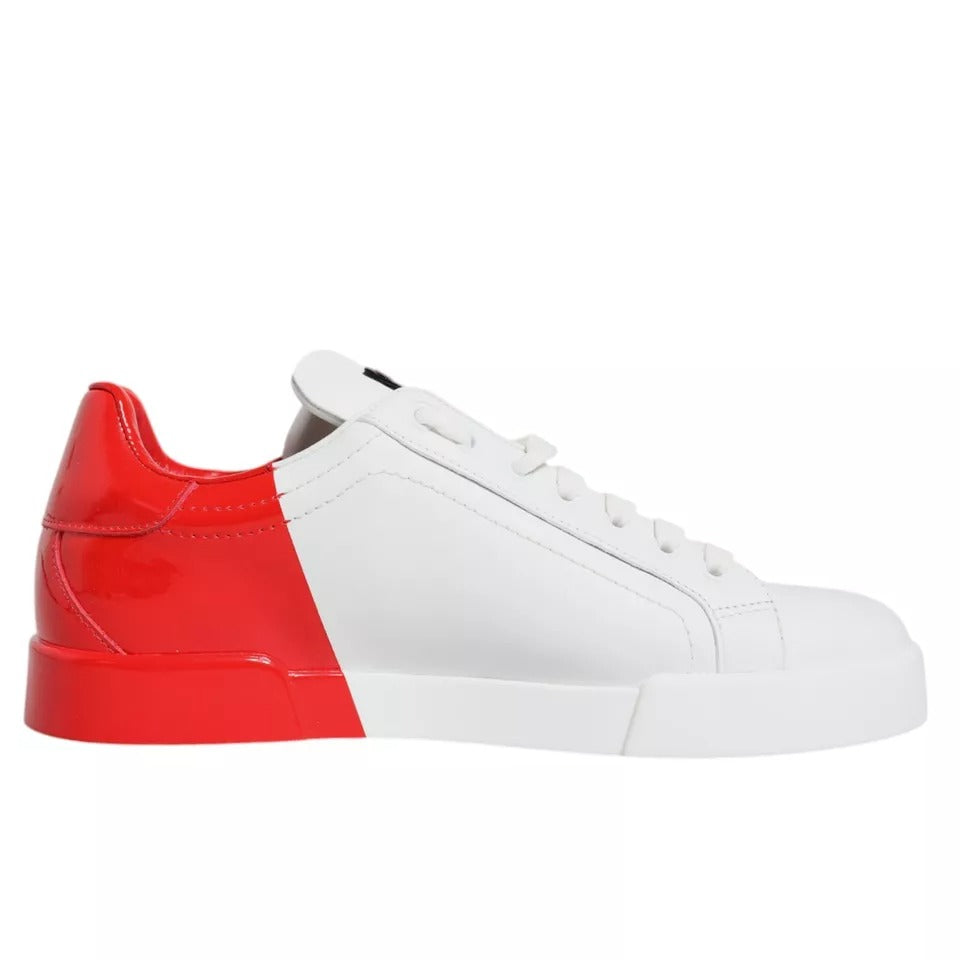 Dolce & Gabbana White Red Portofino Low Top Sneakers Shoes LUNESCAPE