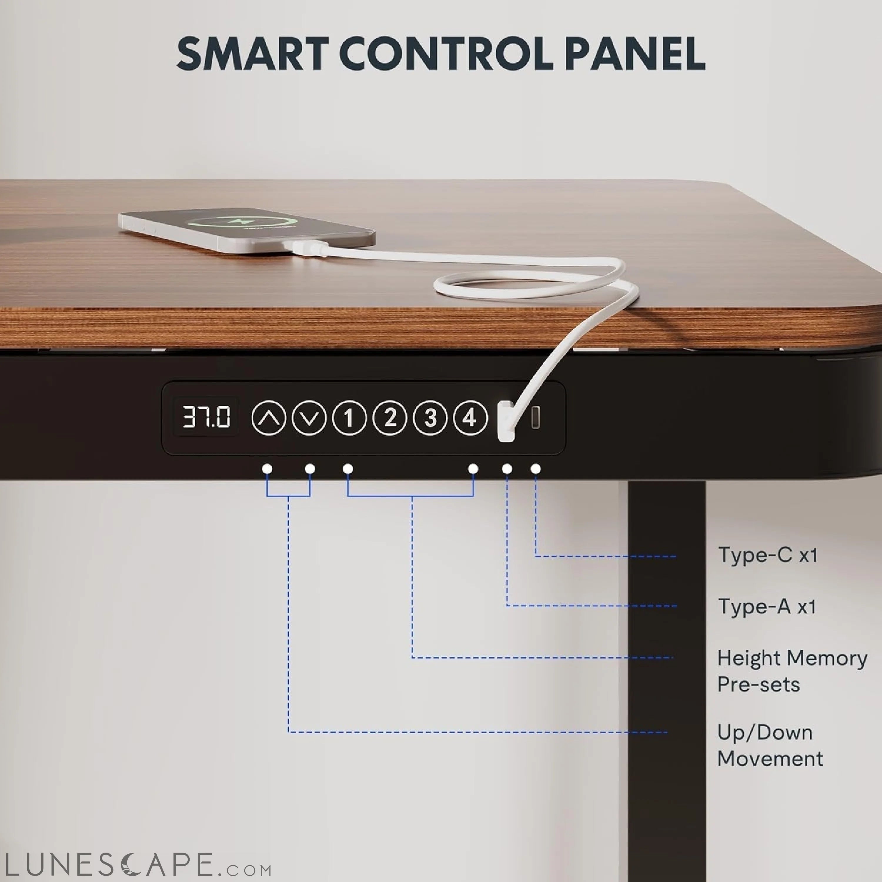 55" Electric Standing Desk with Drawers, Quick Assembly Home Office LUNESCAPE