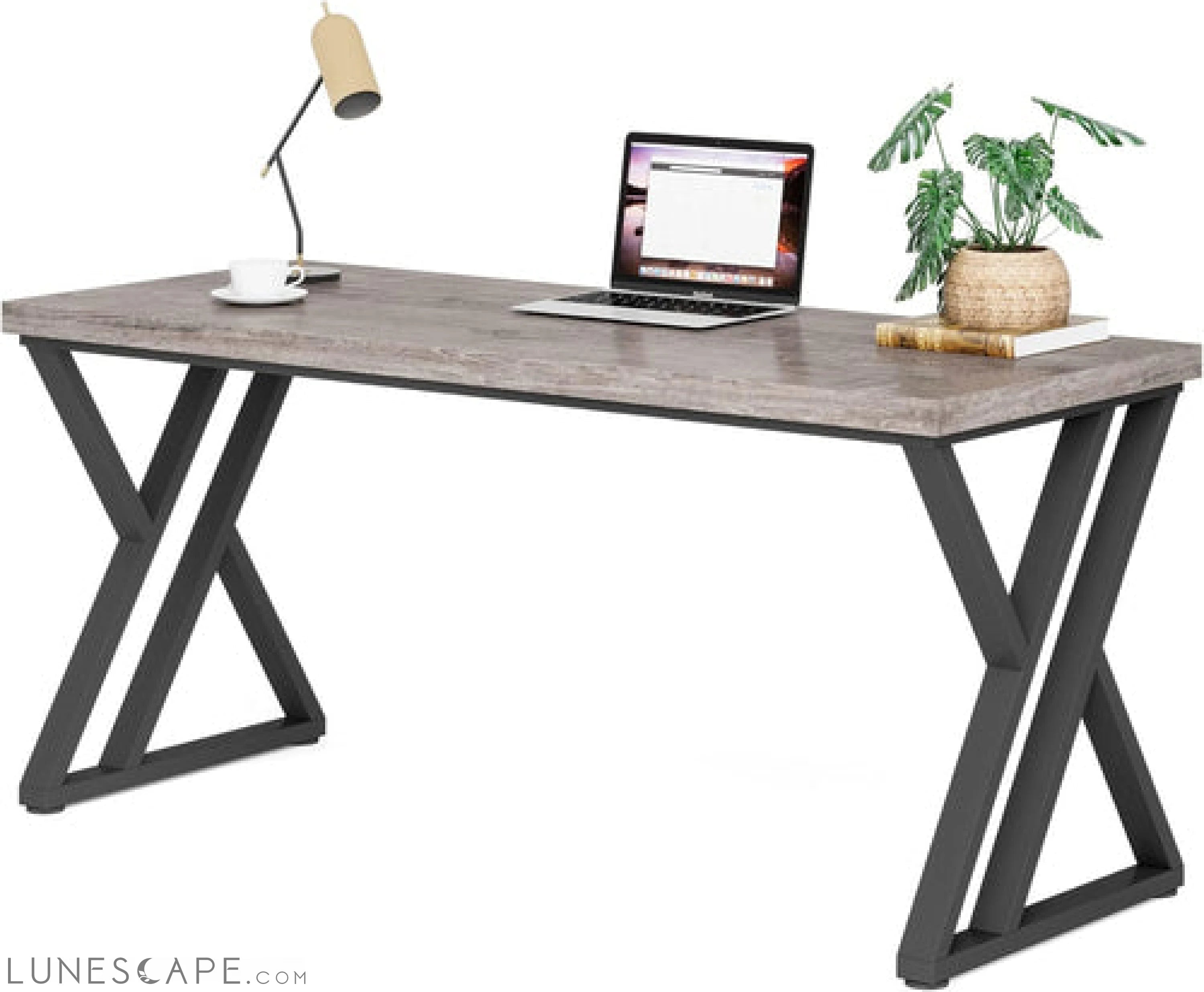55 Inch Large Simple Industrial Computer Desk Study Writing Table Home LUNESCAPE