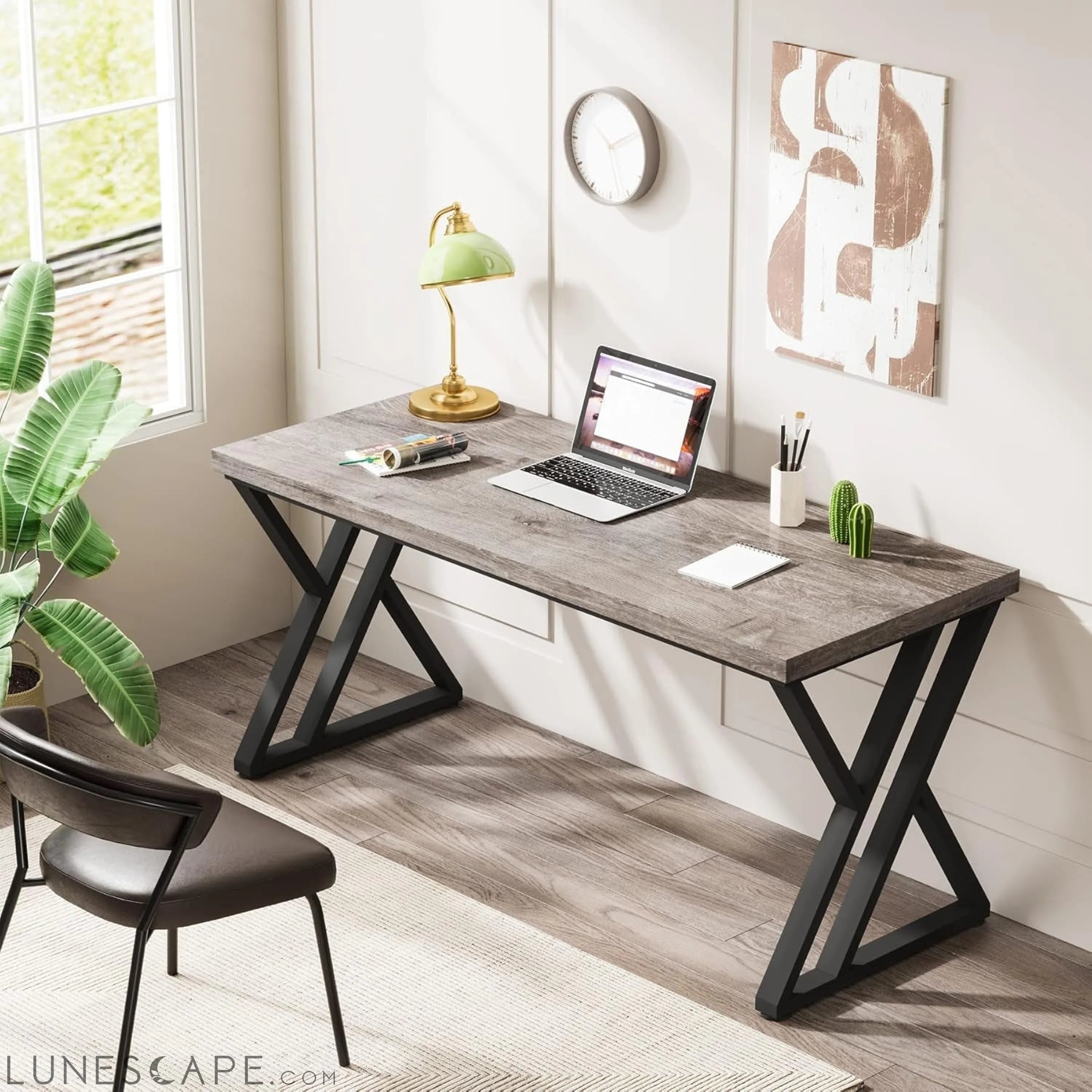 55 Inch Large Simple Industrial Computer Desk Study Writing Table Home LUNESCAPE