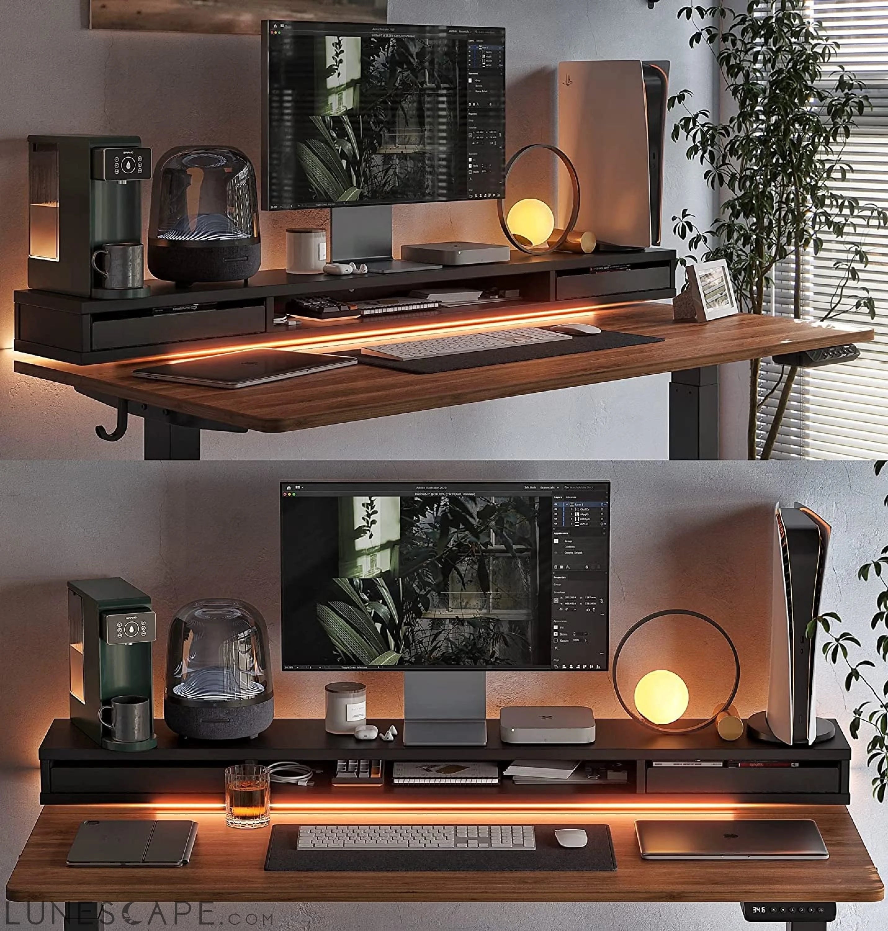 55 X 24 Inch Height Adjustable Electric Standing Desk with Double LUNESCAPE