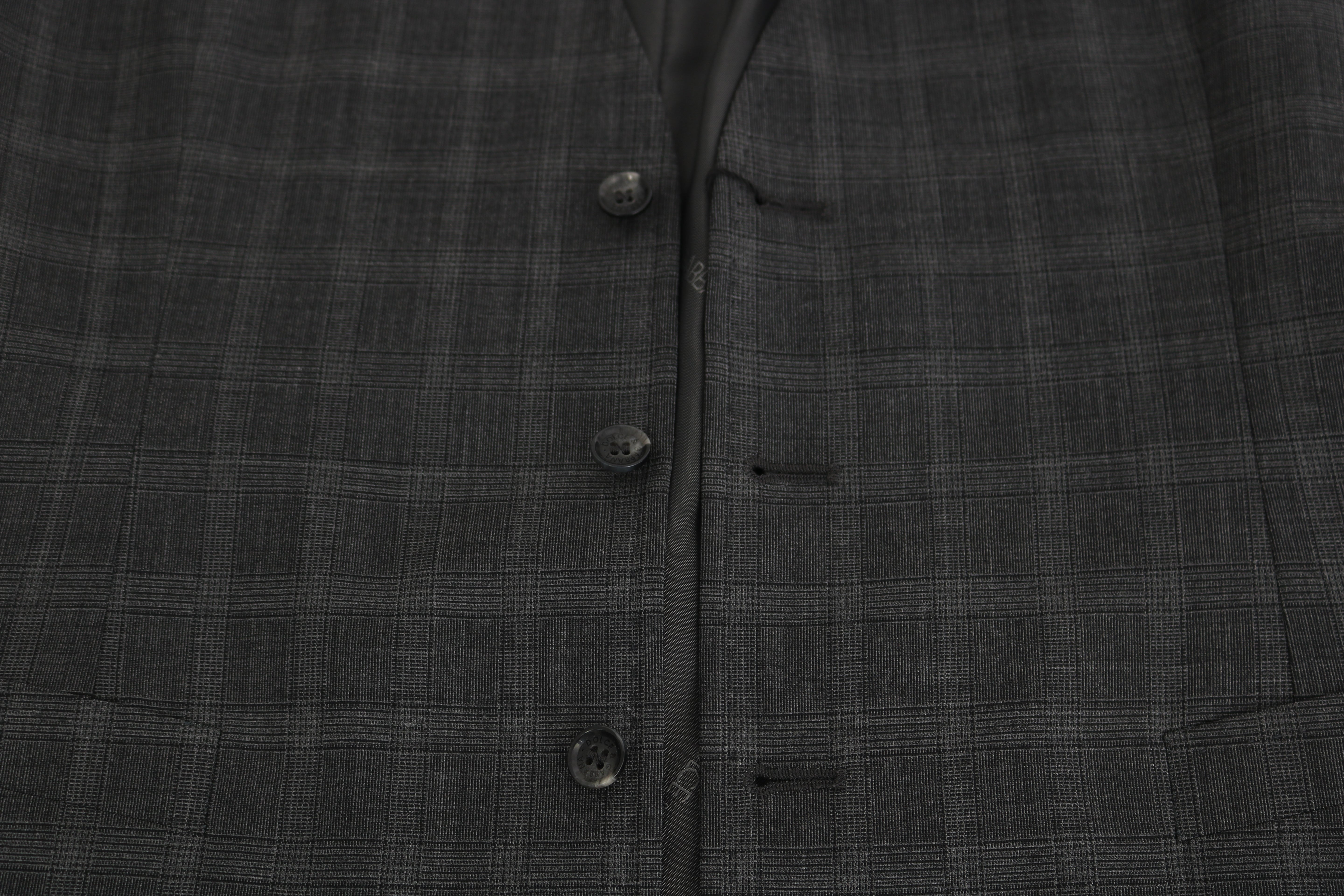 Dolce & Gabbana Gray Wool STAFF Checkered Stretch Vest