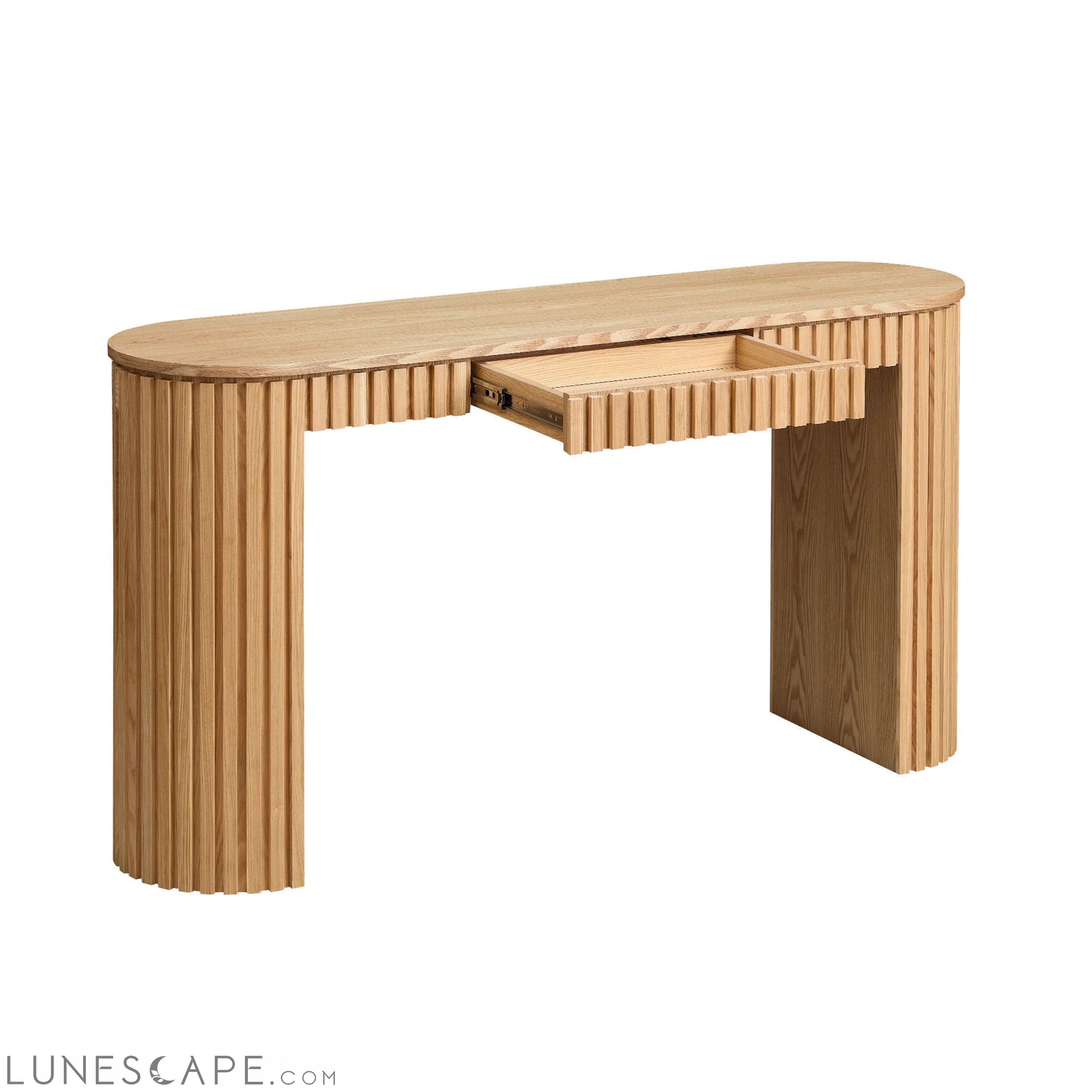 59.05'' Modern Console Table With Drawer for Entryway with Unique LUNESCAPE