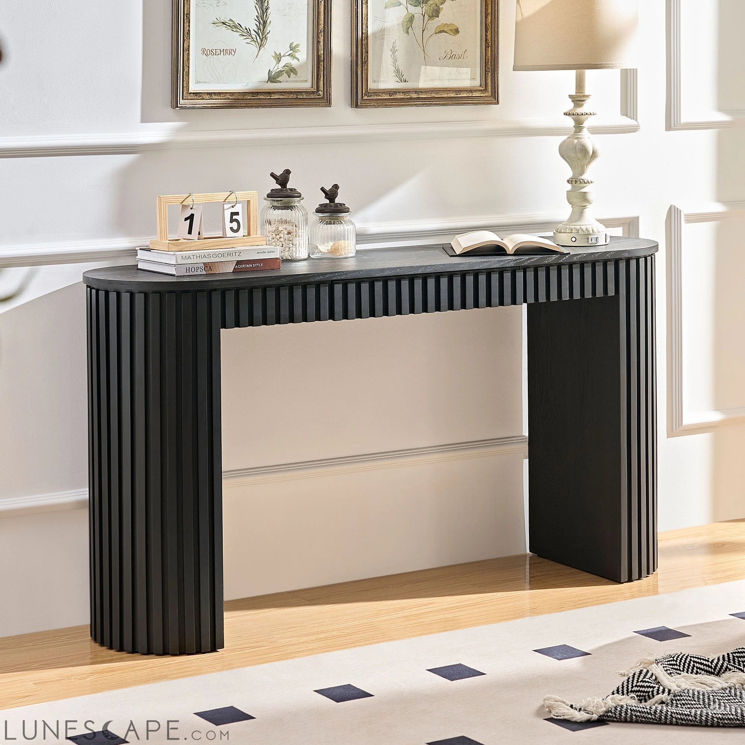 59.05'' Modern Console Table with Drawer for Entryway with Unique LUNESCAPE